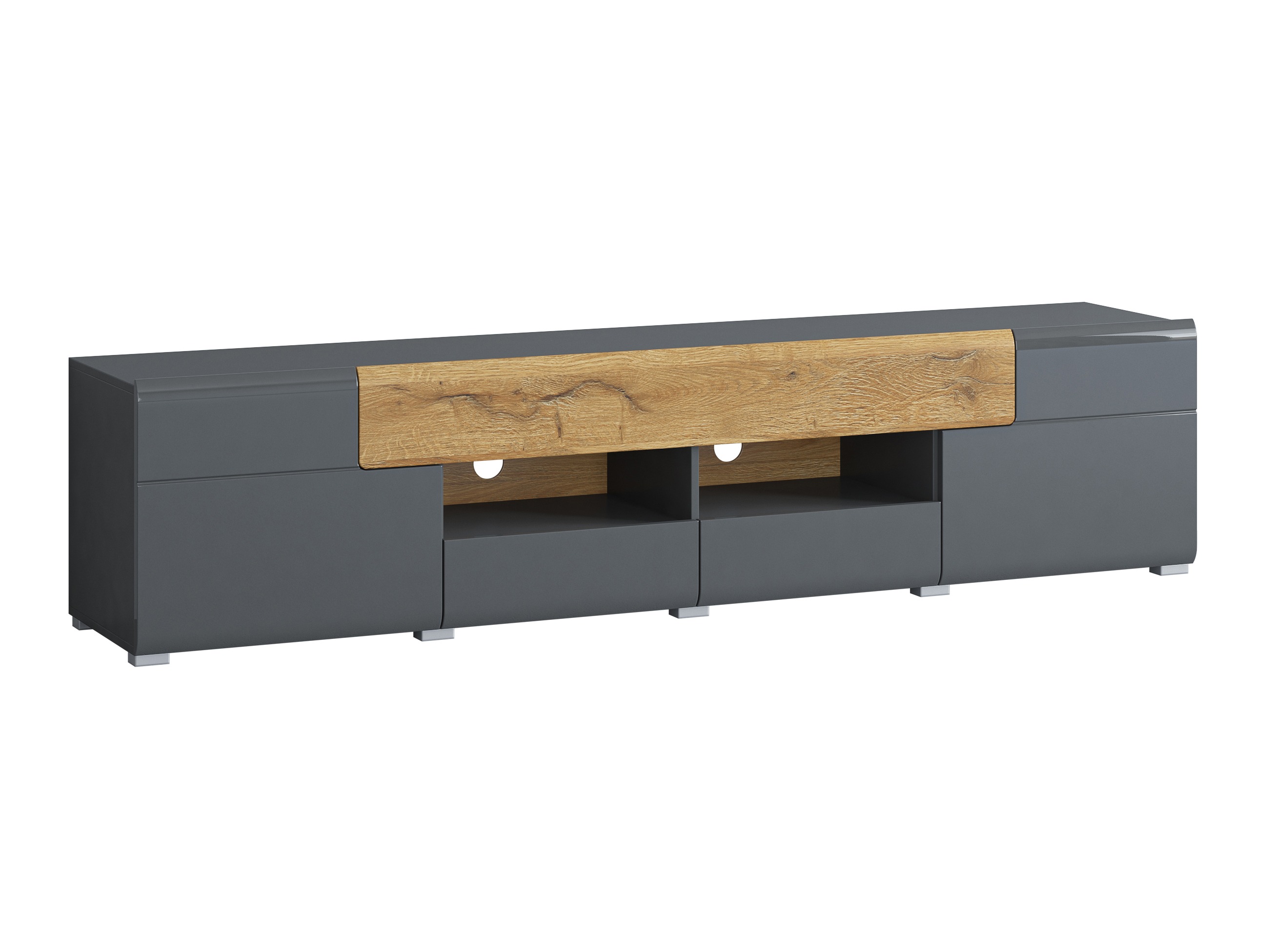 TV komoda Torsone 113 (Antracit + Gloss antracit + Grandson hrast)
