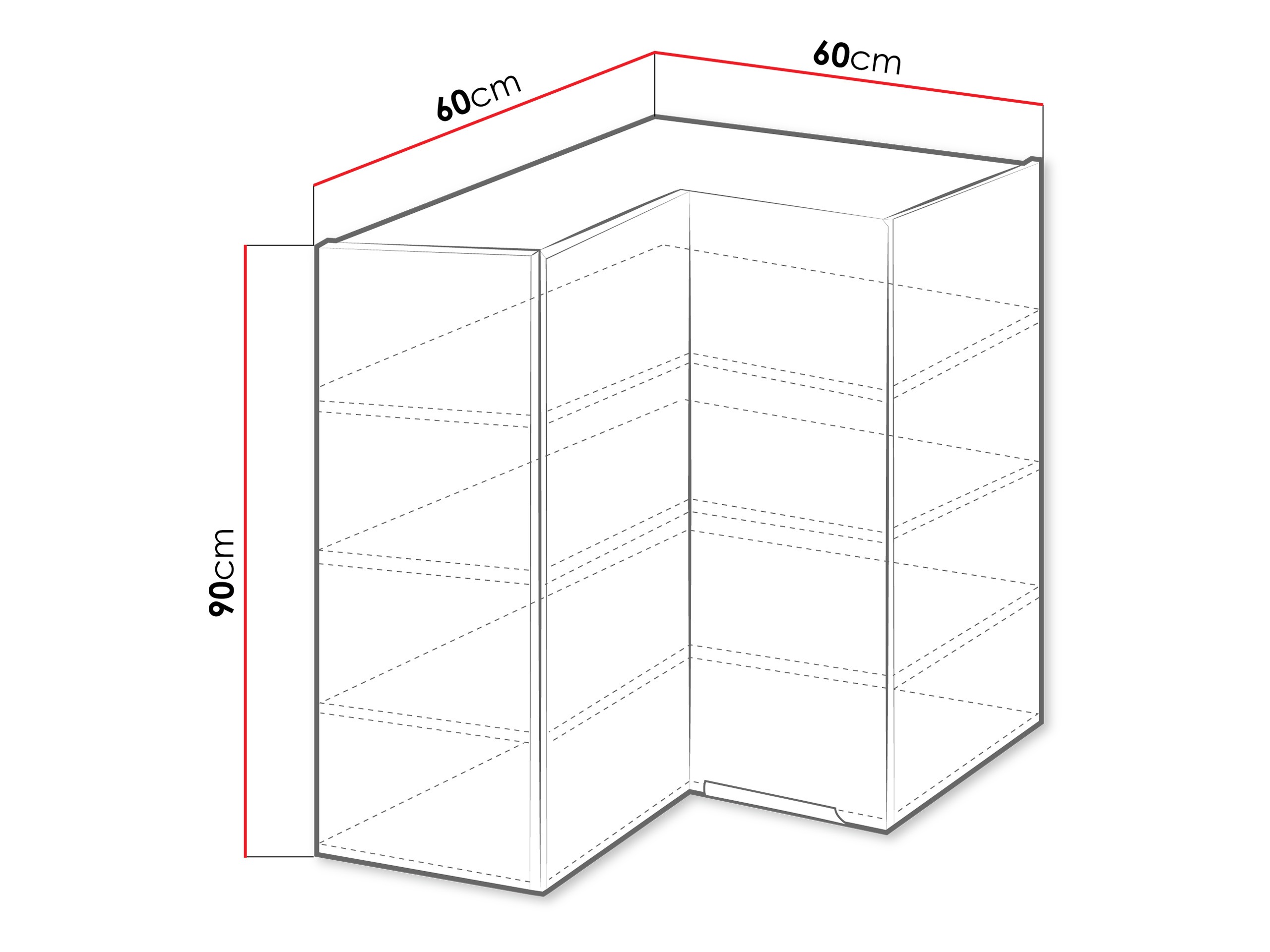 Modularni zidni ugaoni ormar Sole 145