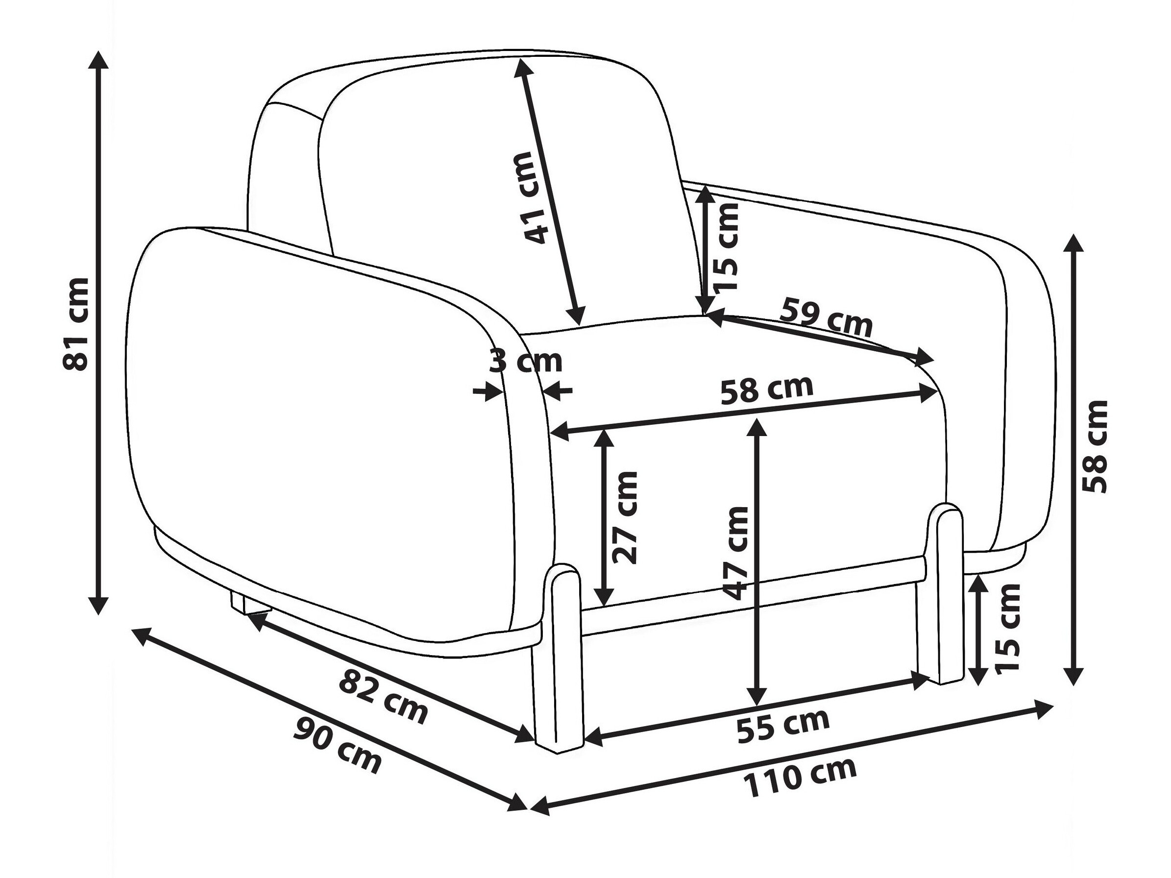 Fotelja Berwyn 3305 (Belo)
