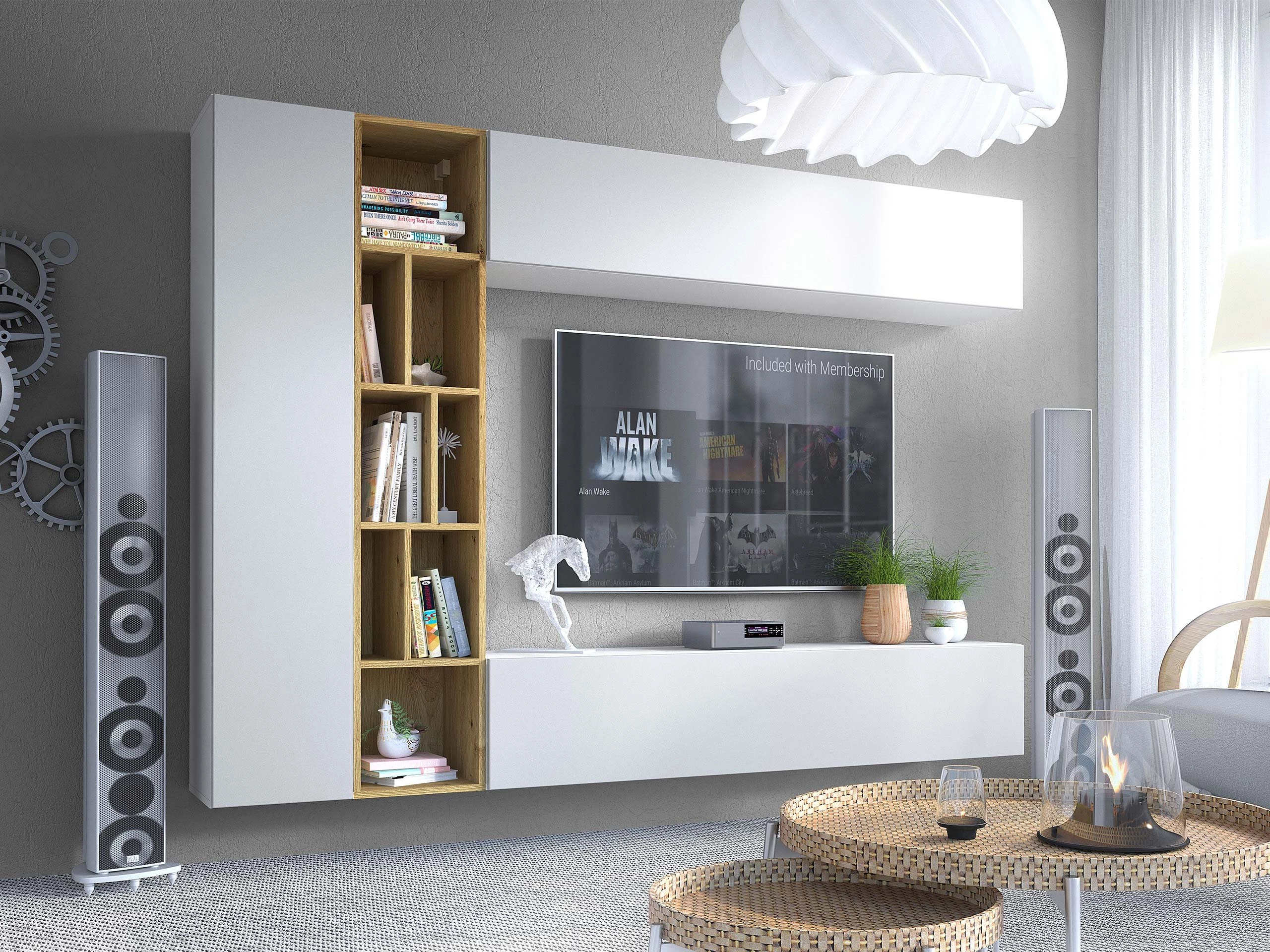 Set za dnevnu sobu Comfivo Natura (Belo + Artisan hrast)