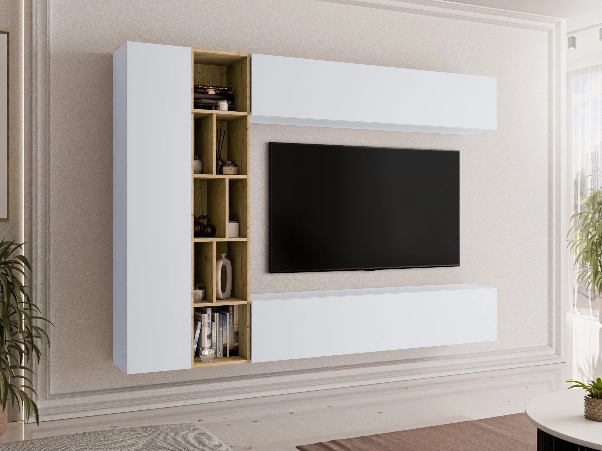 Set za dnevnu sobu Comfivo Natura (Belo + Artisan hrast)