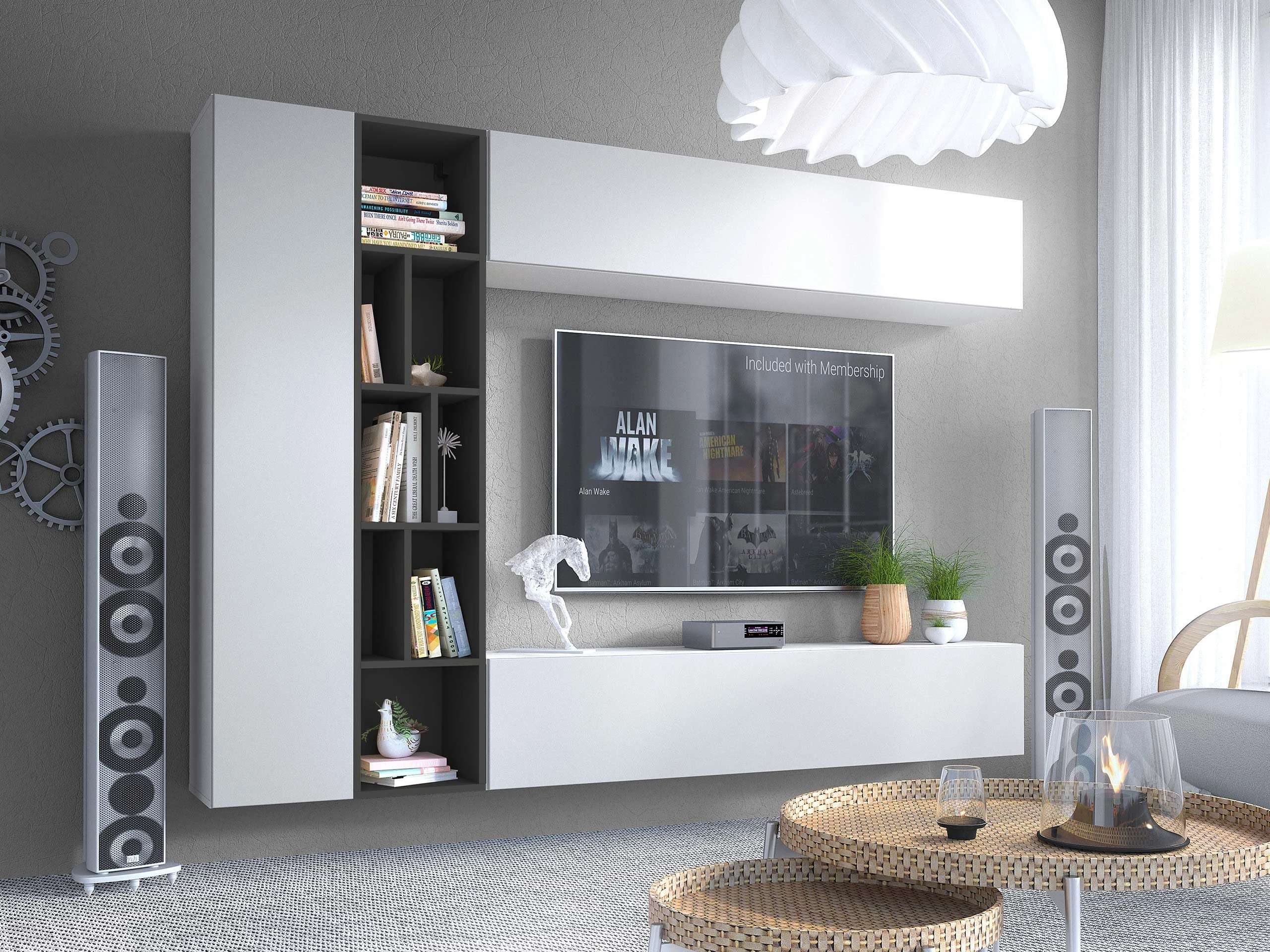Set za dnevnu sobu Comfivo Natura (Belo + Grafit)