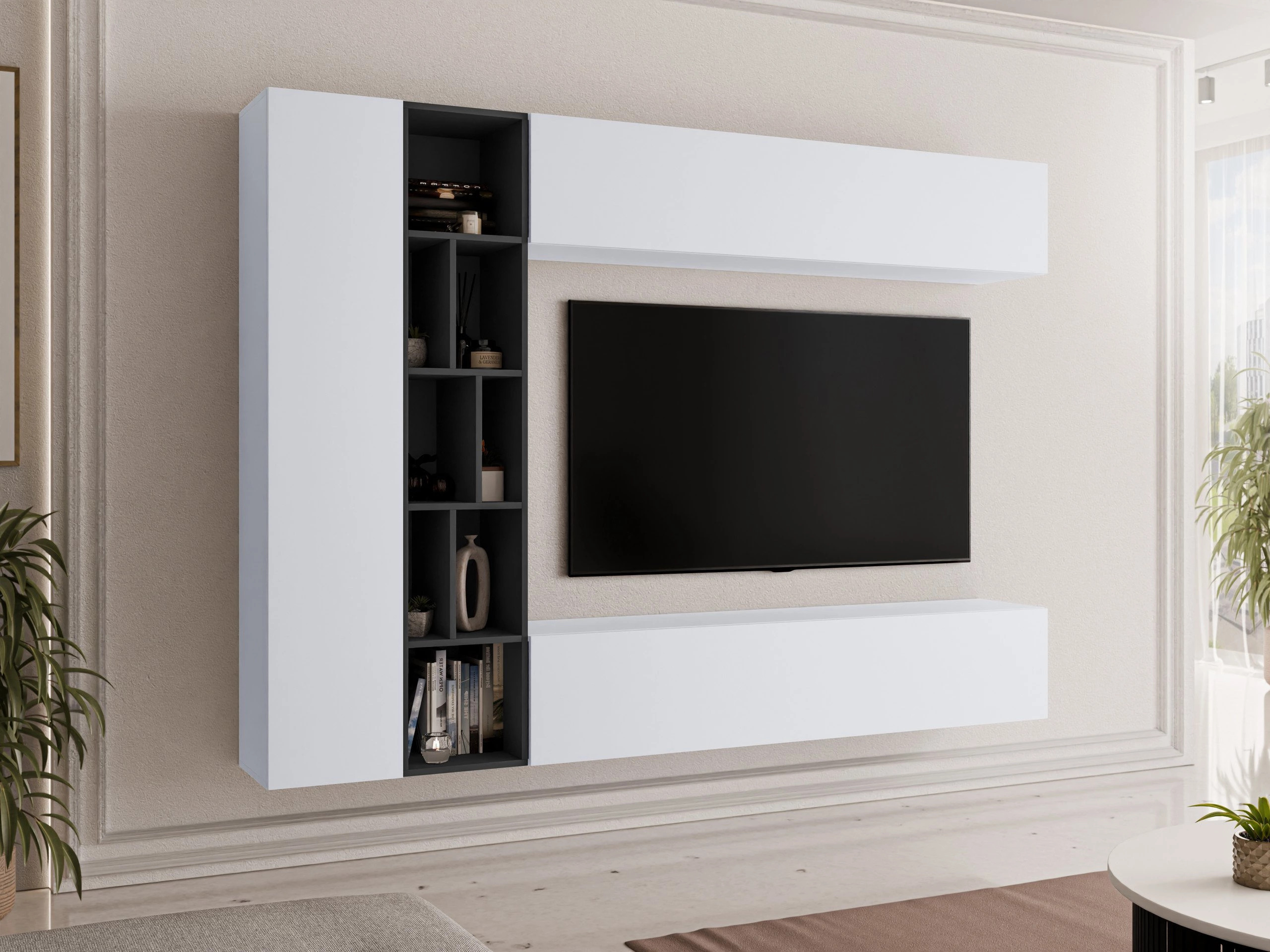 Set za dnevnu sobu Comfivo Natura (Belo + Grafit)