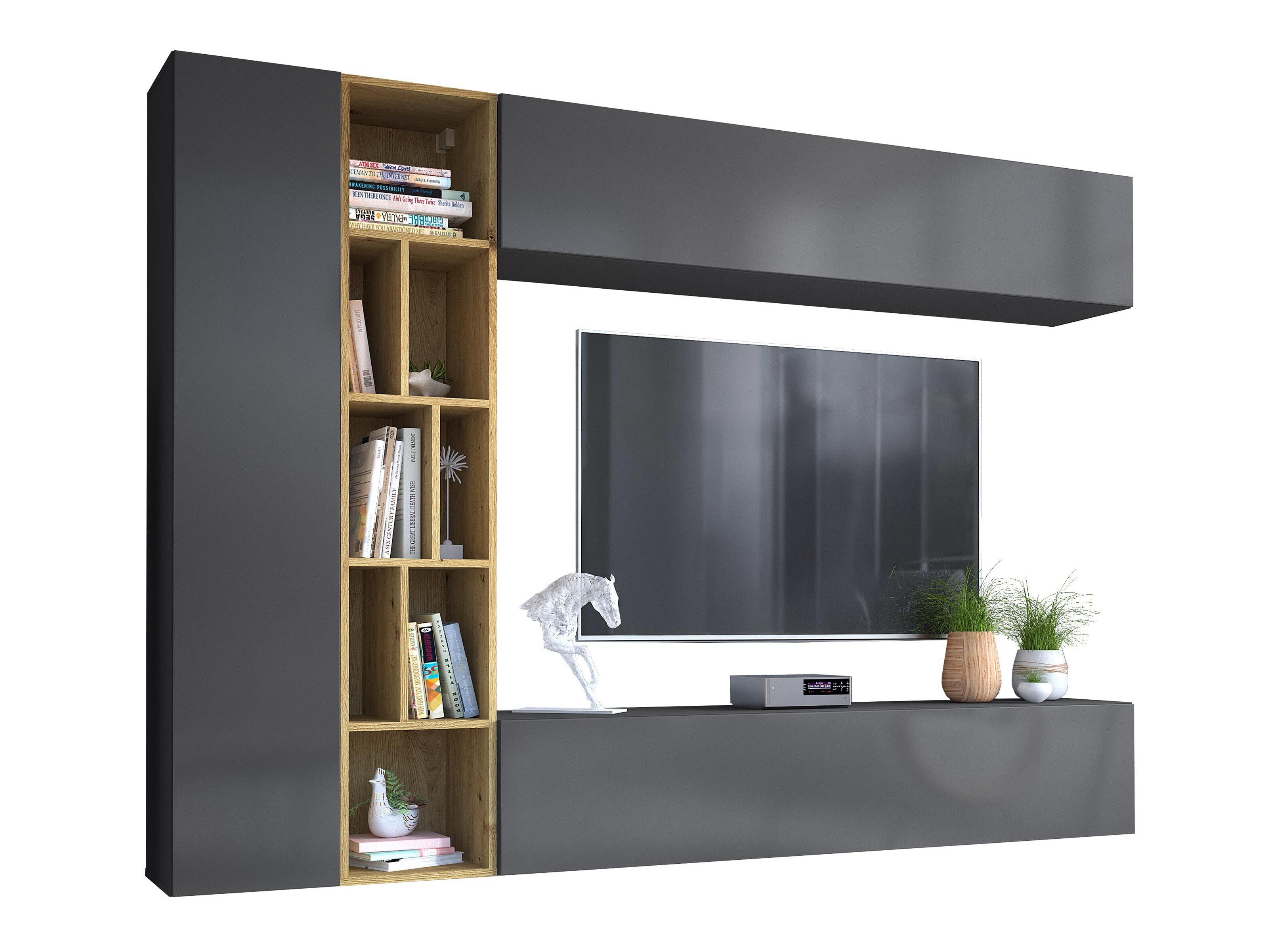 Set za dnevnu sobu Comfivo Natura (Sivo + Artisan hrast)