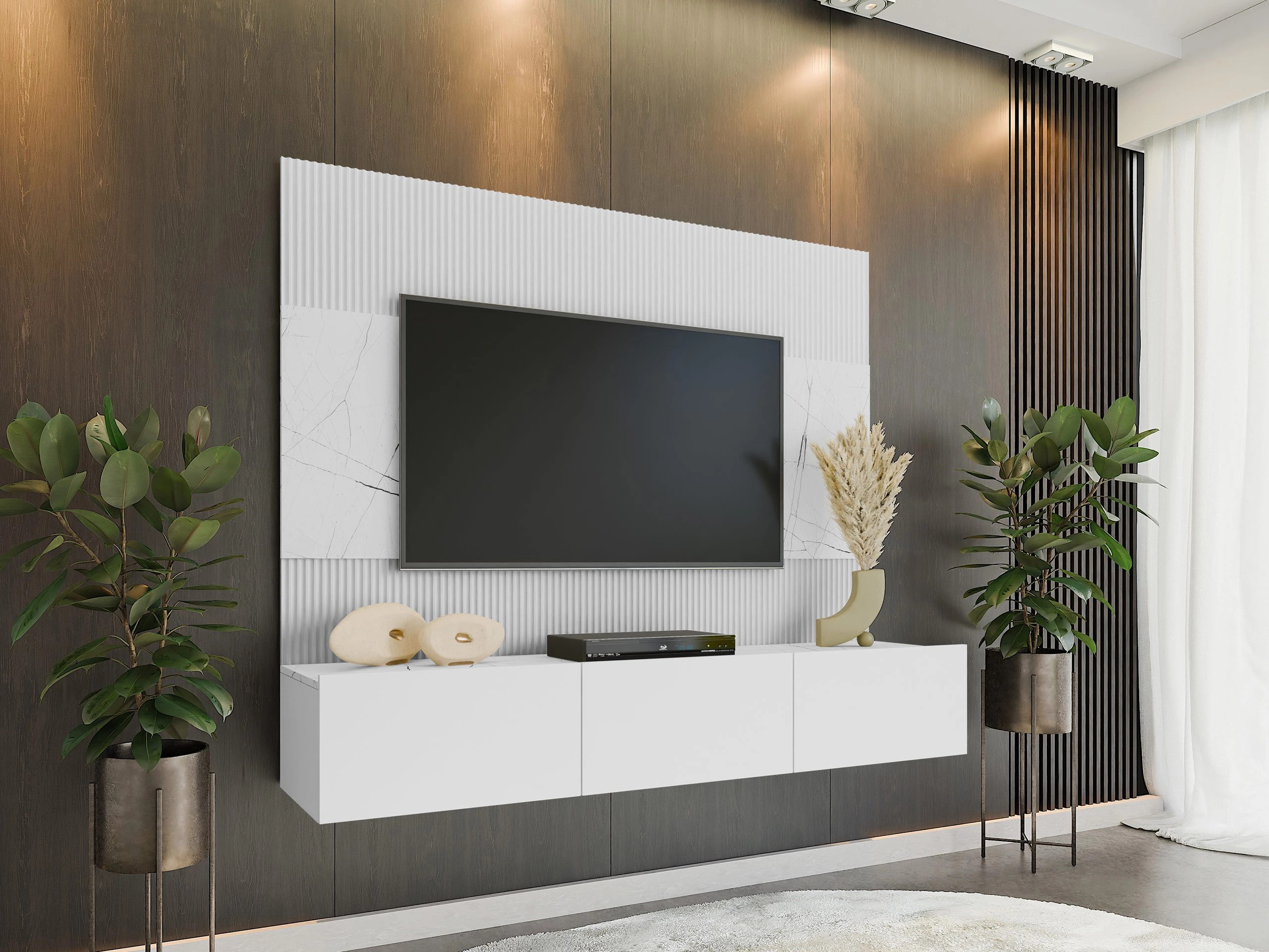 Set za dnevnu sobu Comfivo Salix (Belo + Beli mermer)