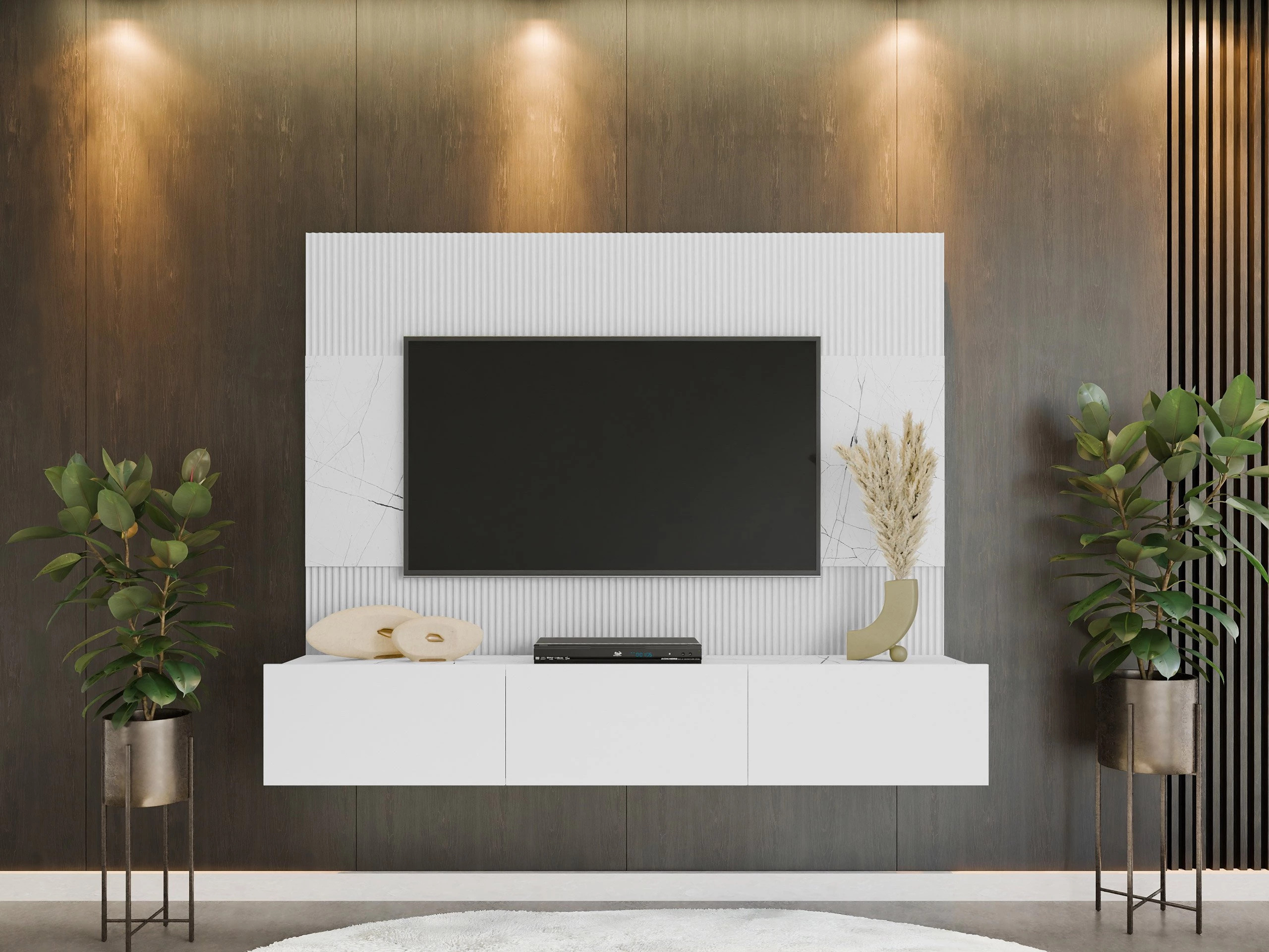 Set za dnevnu sobu Comfivo Salix (Belo + Beli mermer)
