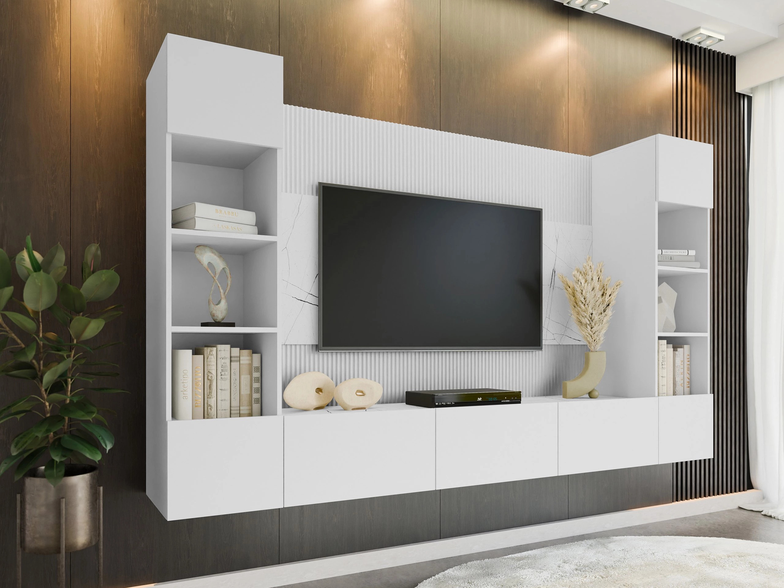 Set za dnevnu sobu Comfivo Salix I (Belo + Beli mermer)