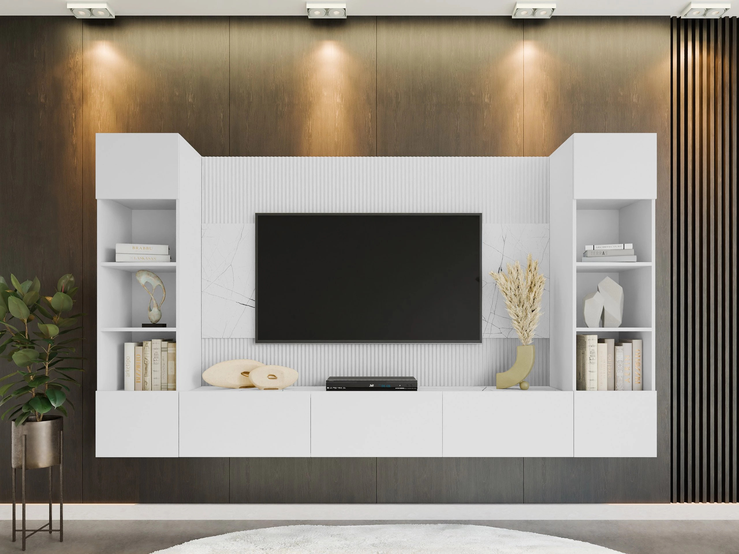 Set za dnevnu sobu Comfivo Salix I (Belo + Beli mermer)
