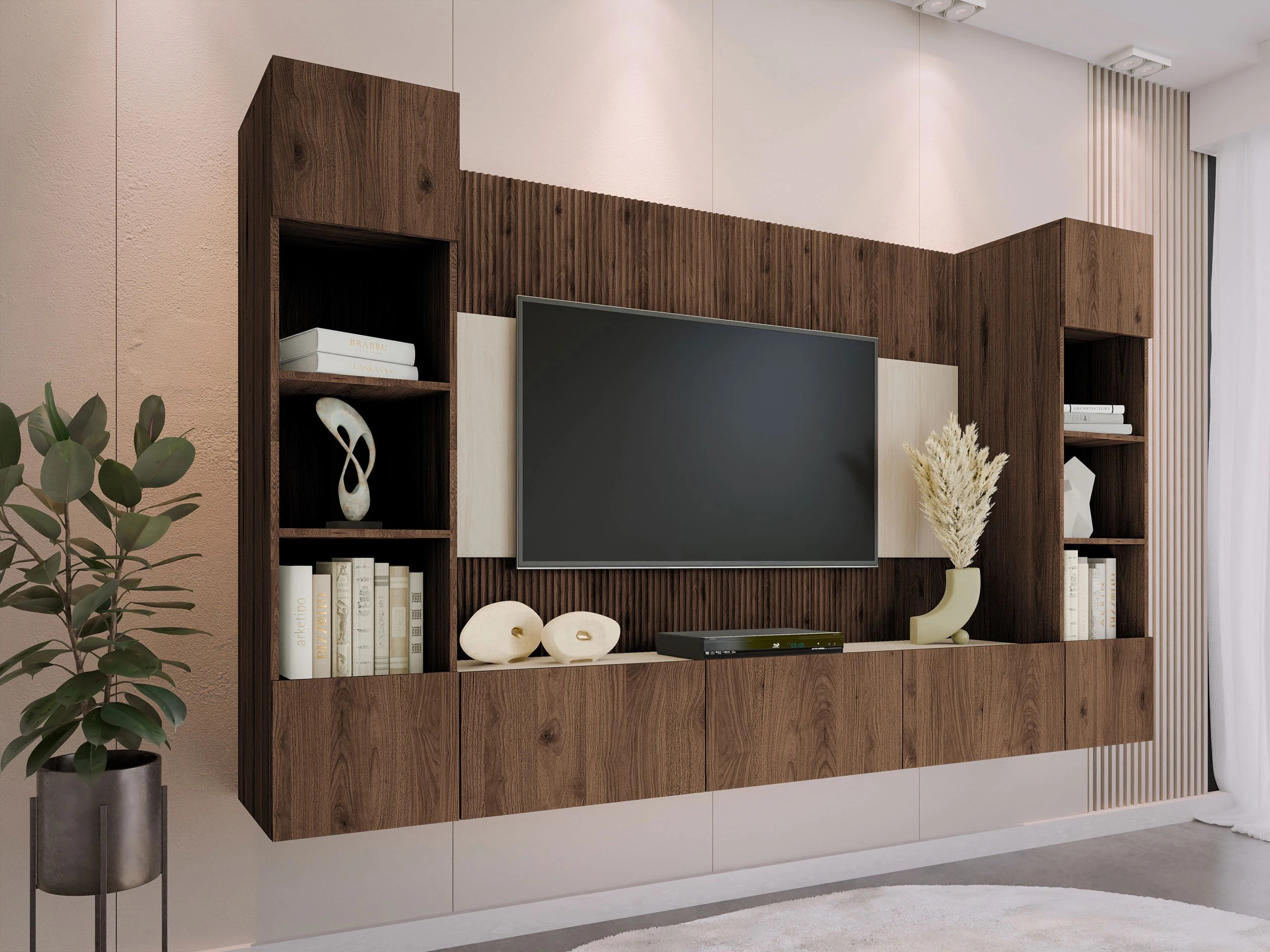 Set za dnevnu sobu Comfivo Salix I (Orah + Svetlo Travertine)