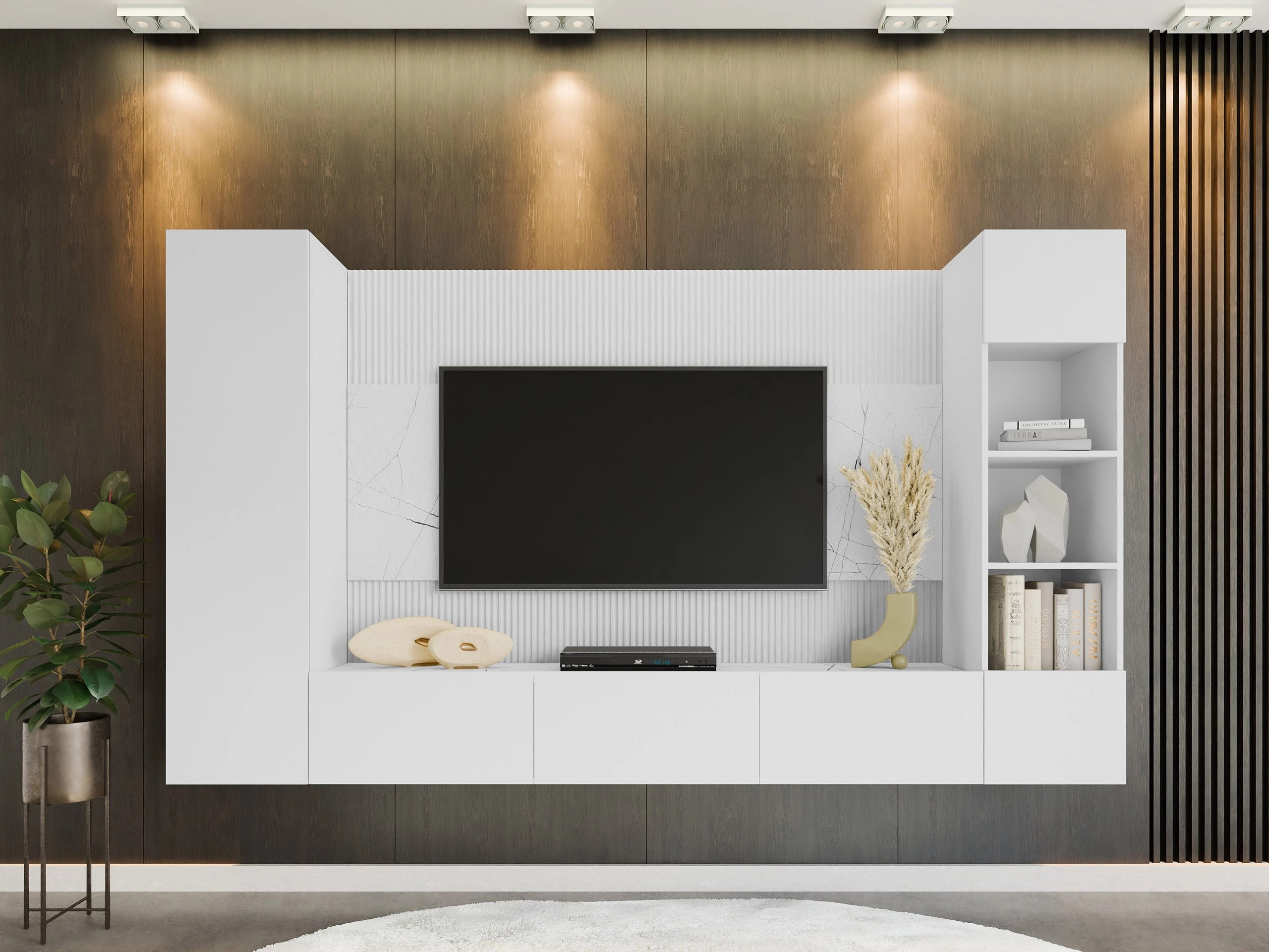 Set za dnevnu sobu Comfivo Salix IV (Belo + Beli mermer)