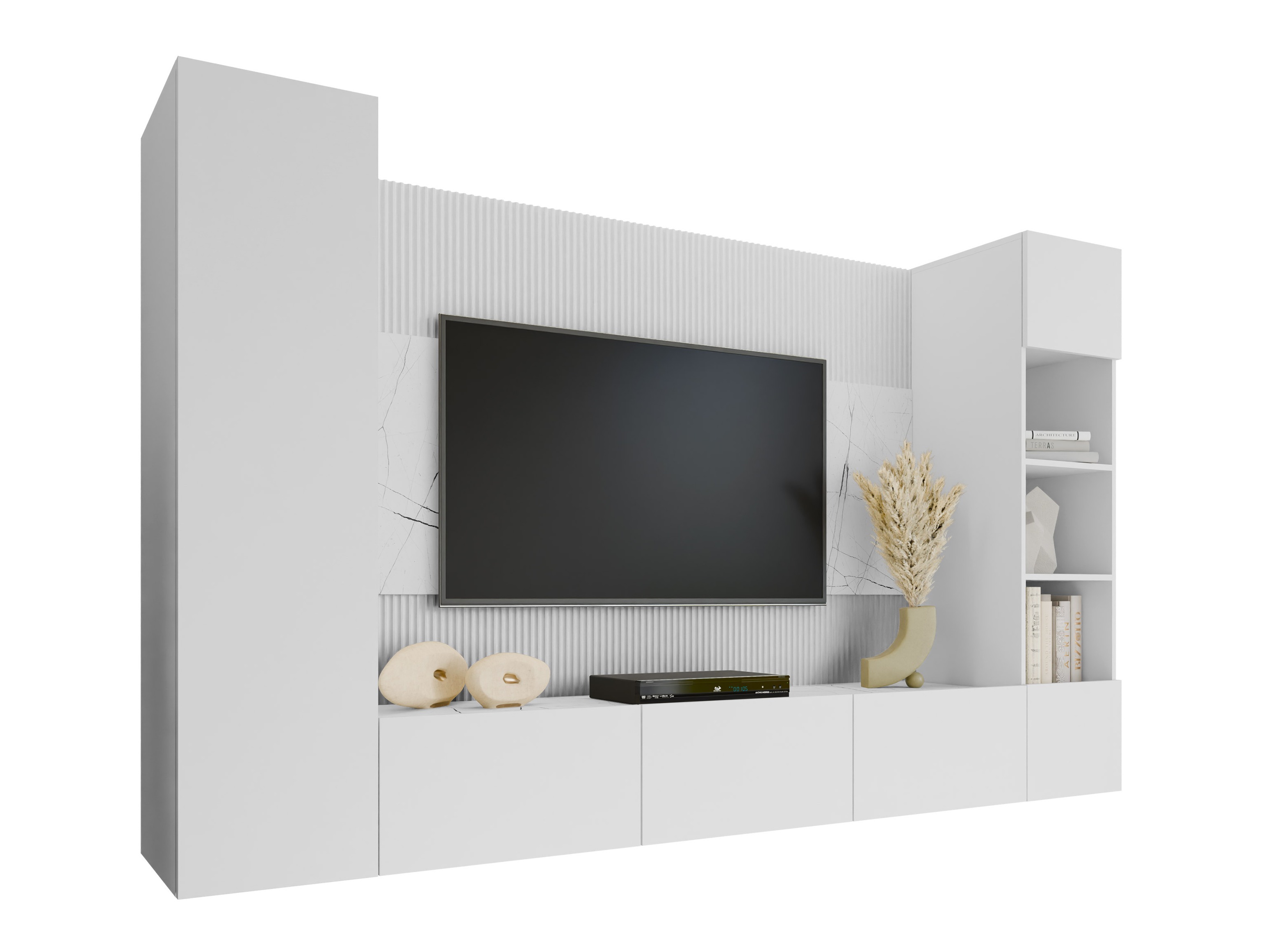 Set za dnevnu sobu Comfivo Salix IV (Belo + Beli mermer)