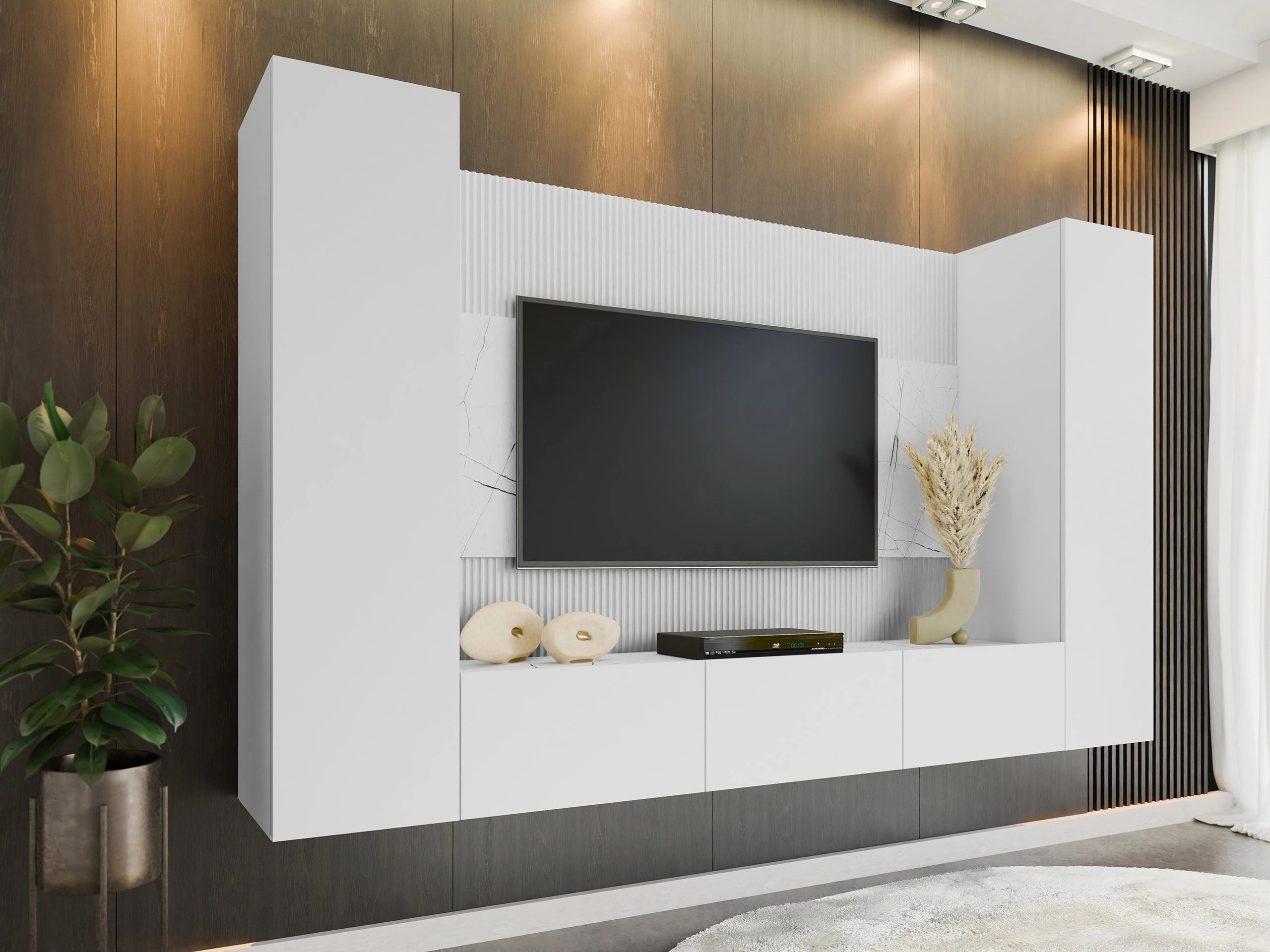 Set za dnevnu sobu Comfivo Salix V (Belo + Beli mermer)