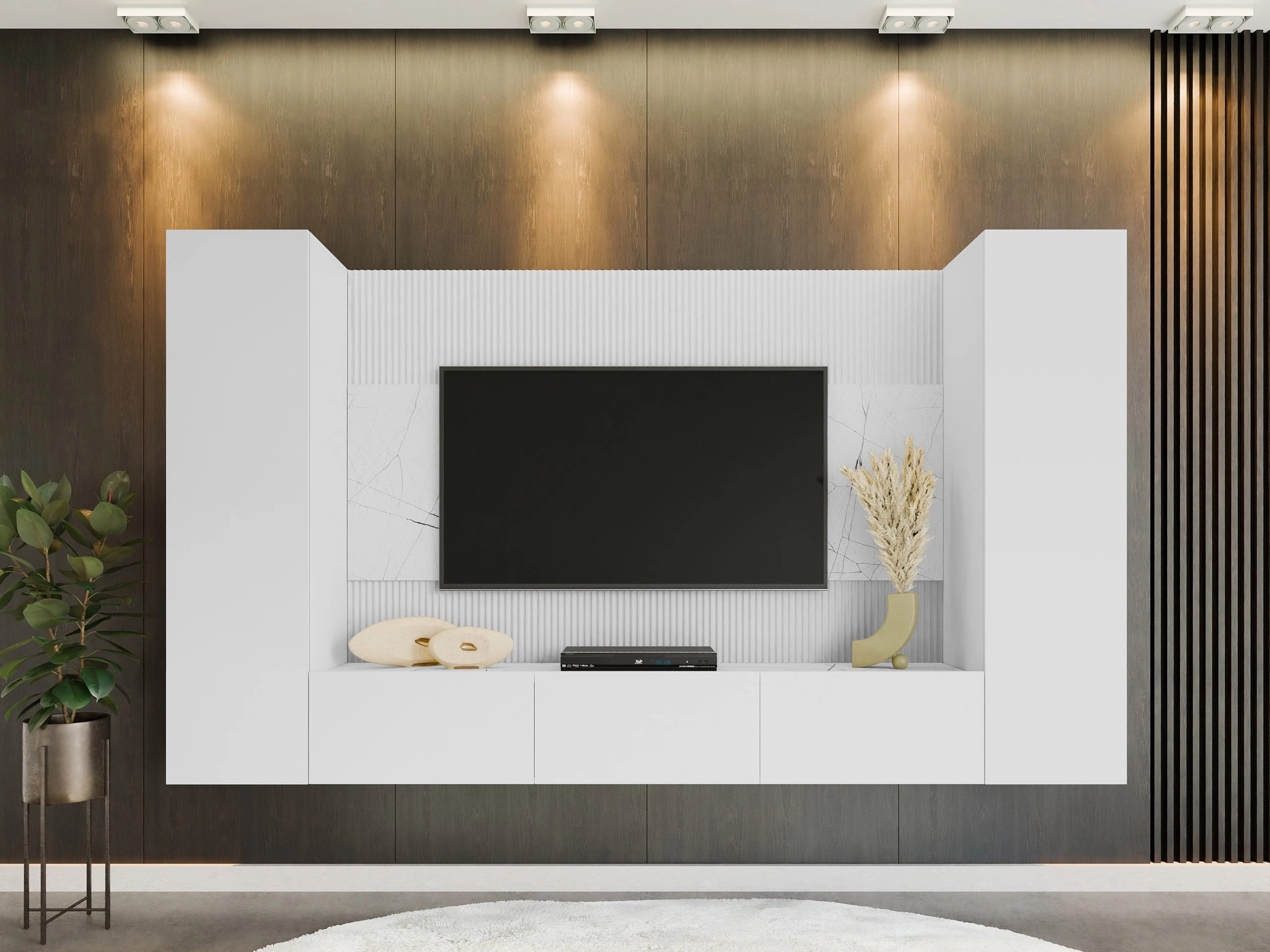 Set za dnevnu sobu Comfivo Salix V (Belo + Beli mermer)