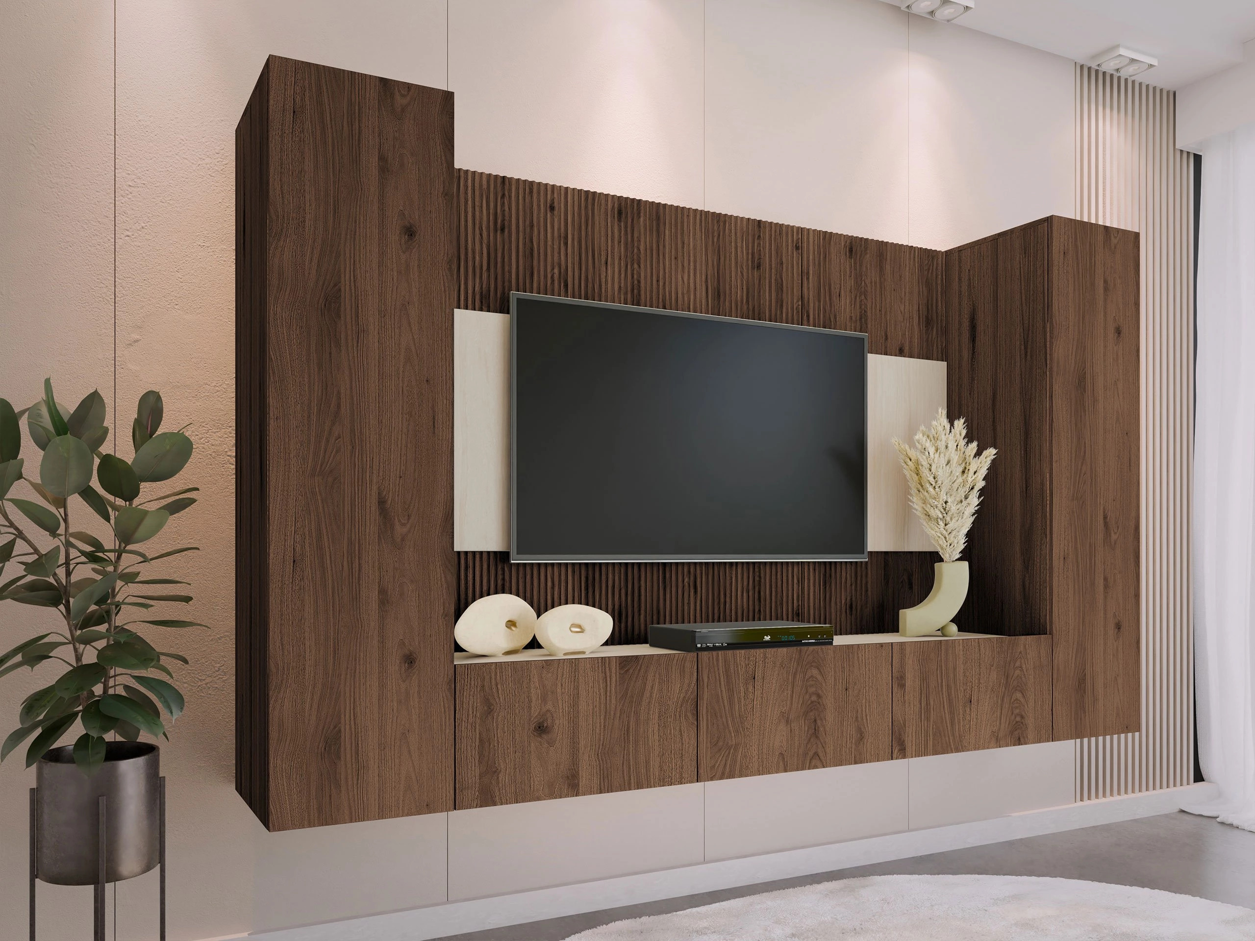 Set za dnevnu sobu Comfivo Salix V (Orah + Svetlo Travertine)