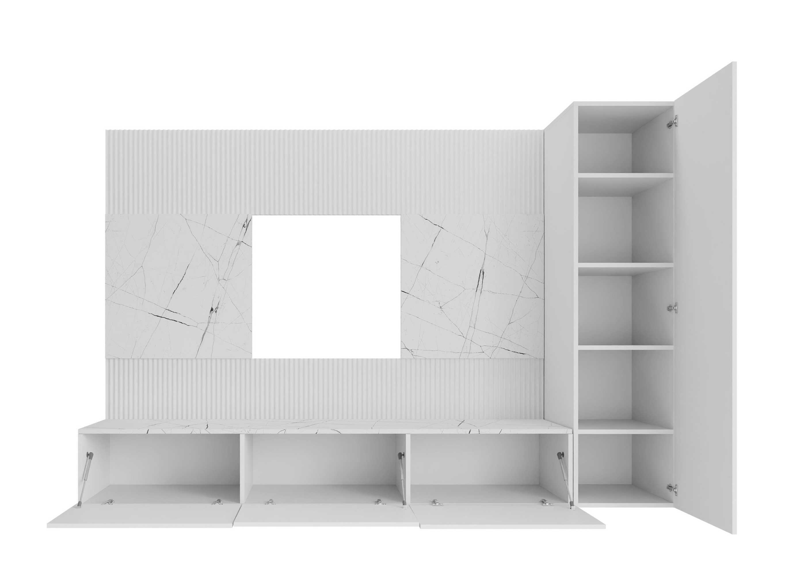 Set za dnevnu sobu Comfivo Salix VI (Belo + Beli mermer)