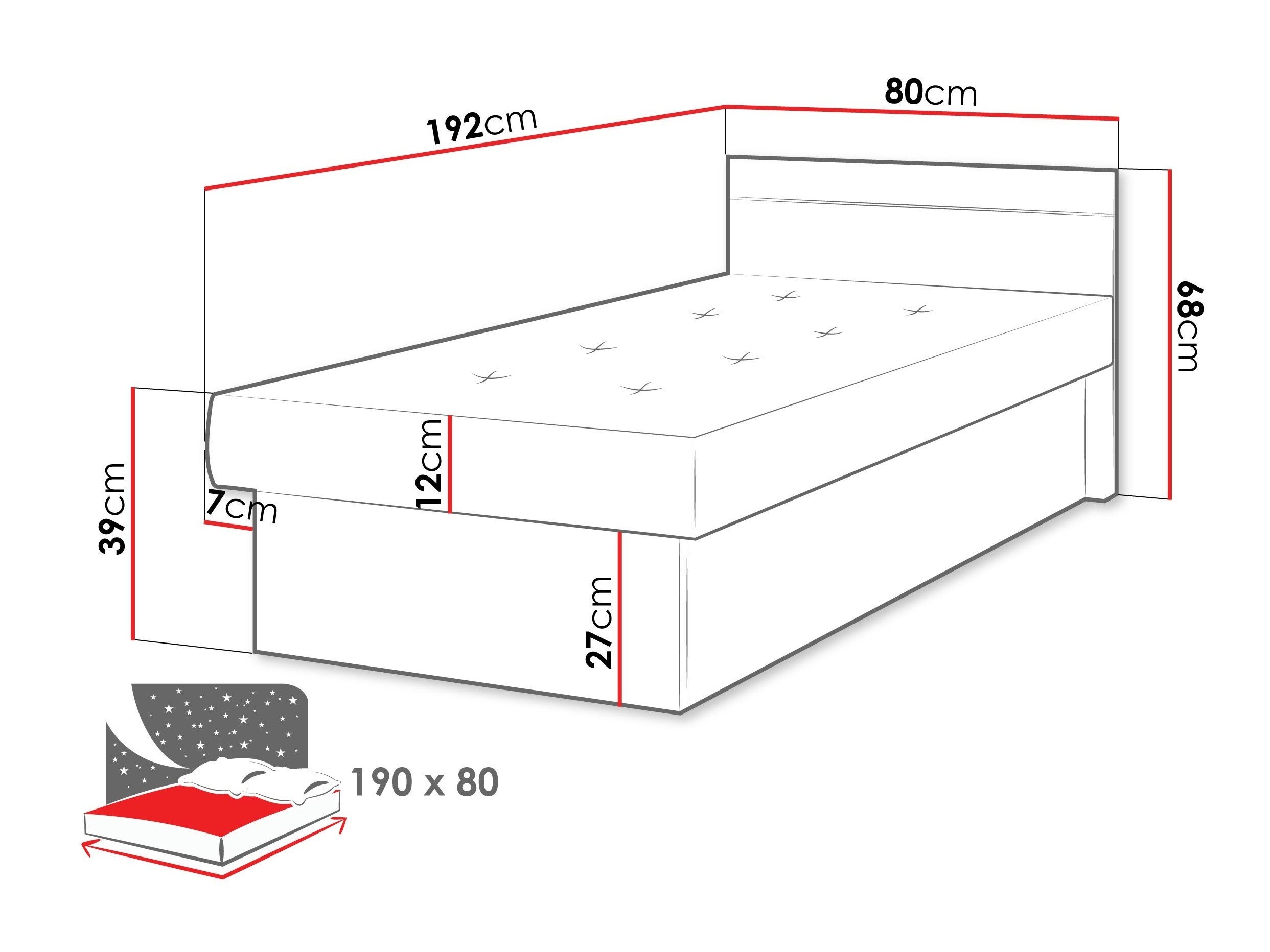 Krevet Dover 101 (Tamni pepeo)