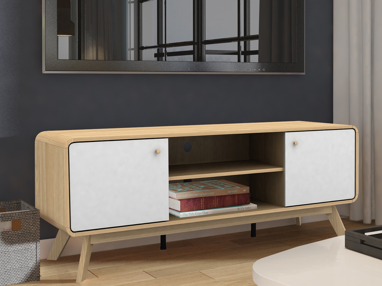TV komoda Elbtena 107 (Hrast + Belo)