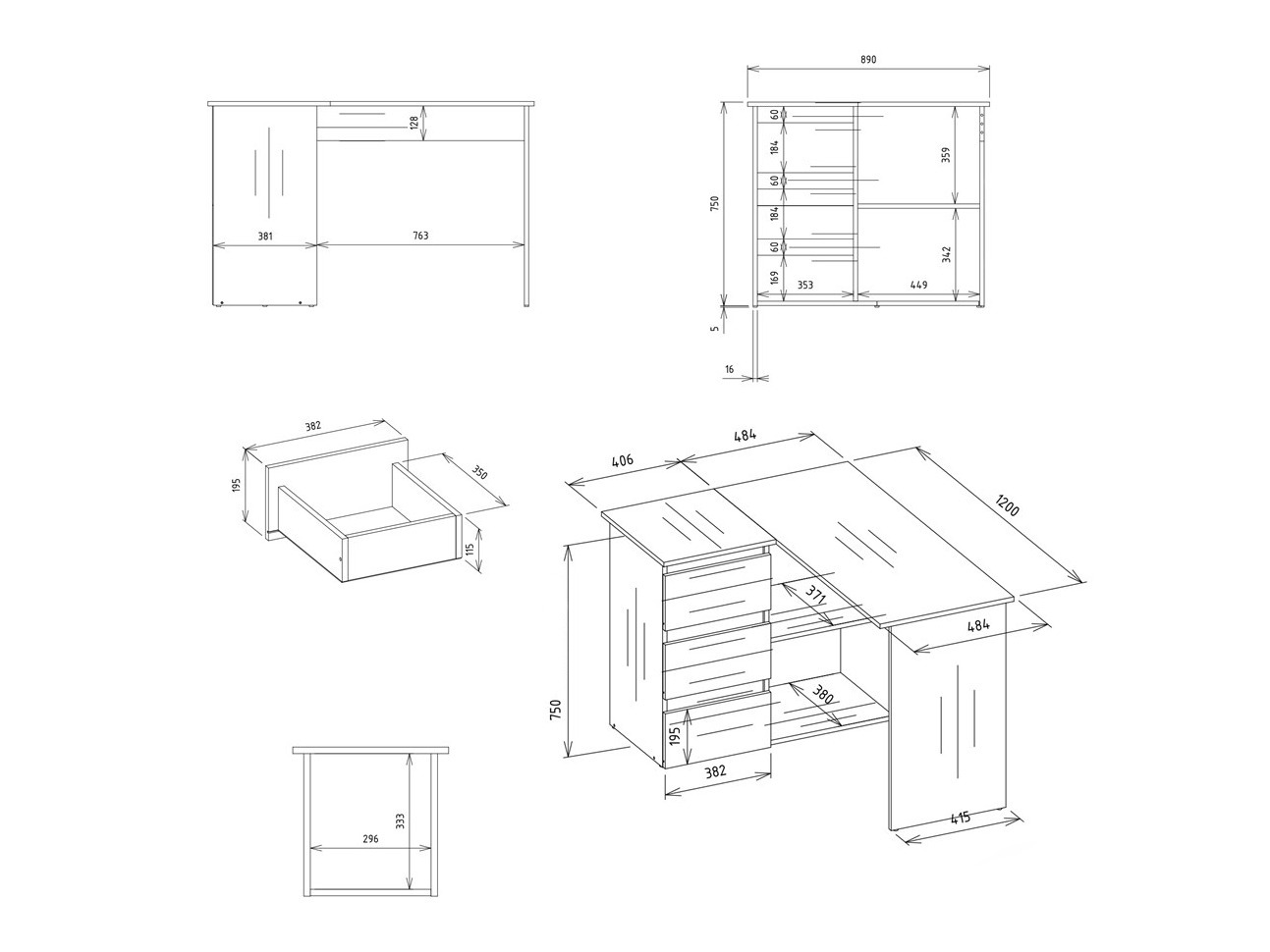 Ugaoni kancelarijski sto Mandeville 365 (Levo)