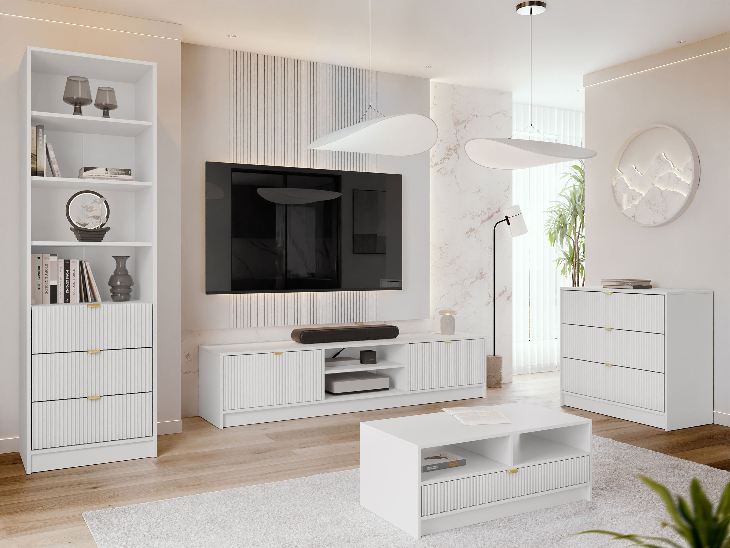 Set za dnevnu sobu Comfivo Papilio VII (Belo)