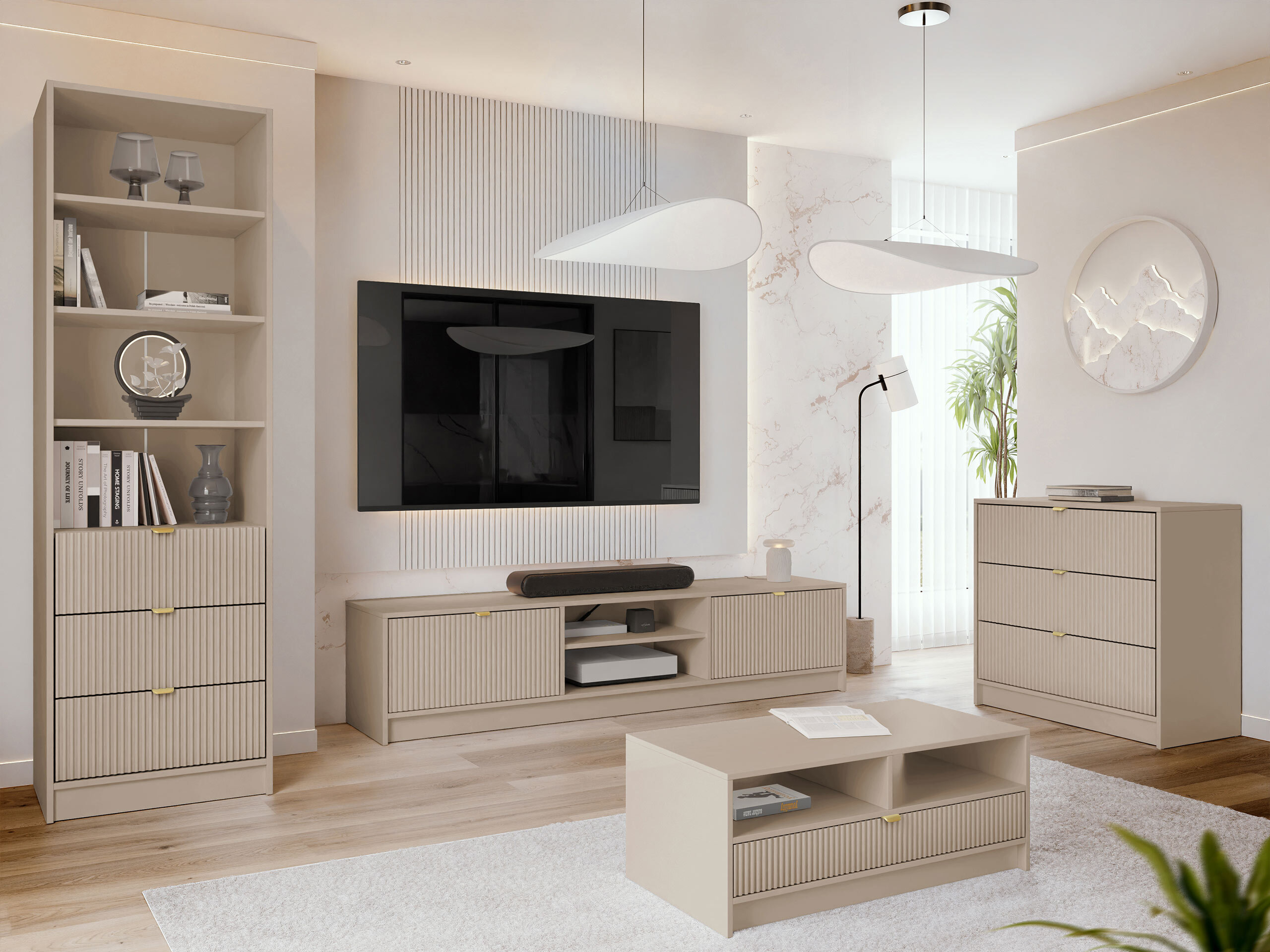 Set za dnevnu sobu Comfivo Papilio VII (Bež)