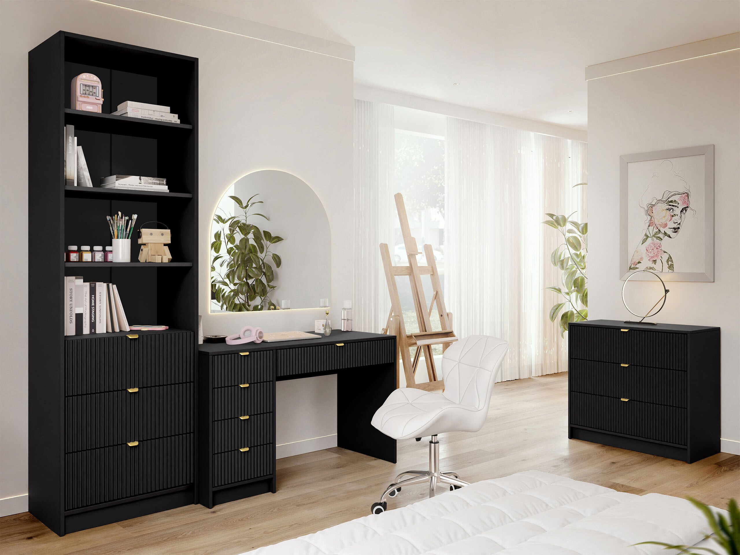 Set za kućnu kancelariju Comfivo Papilio V (Crno)