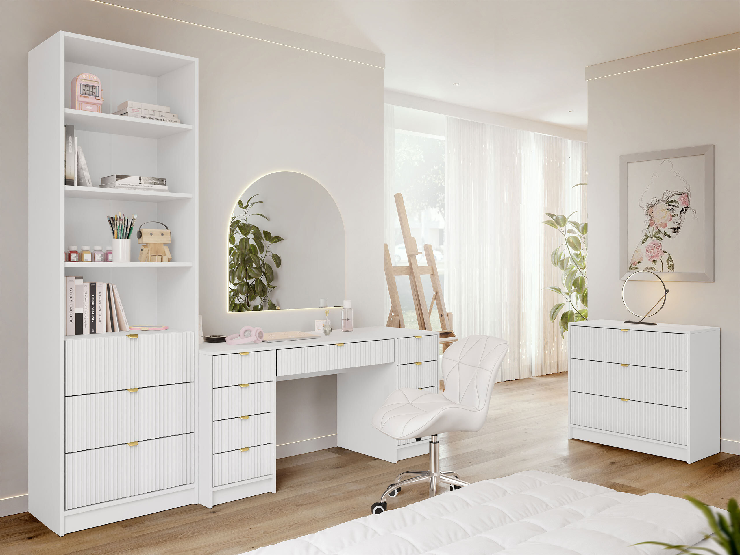 Set za kućnu kancelariju Comfivo Papilio VI (Belo)