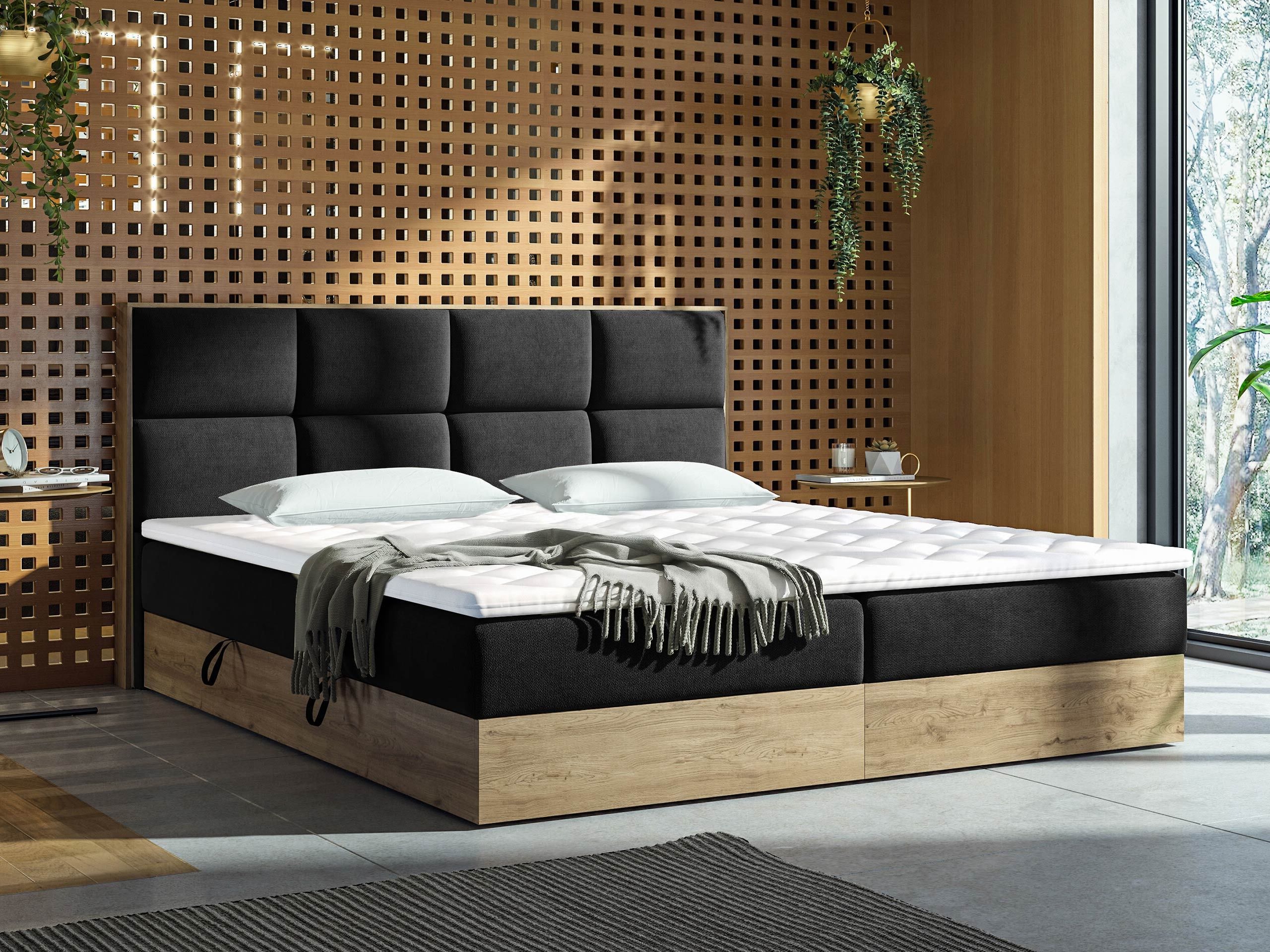 Boxspring krevet ComfiDream Miraena (Zlatni hrast + Soro 100)