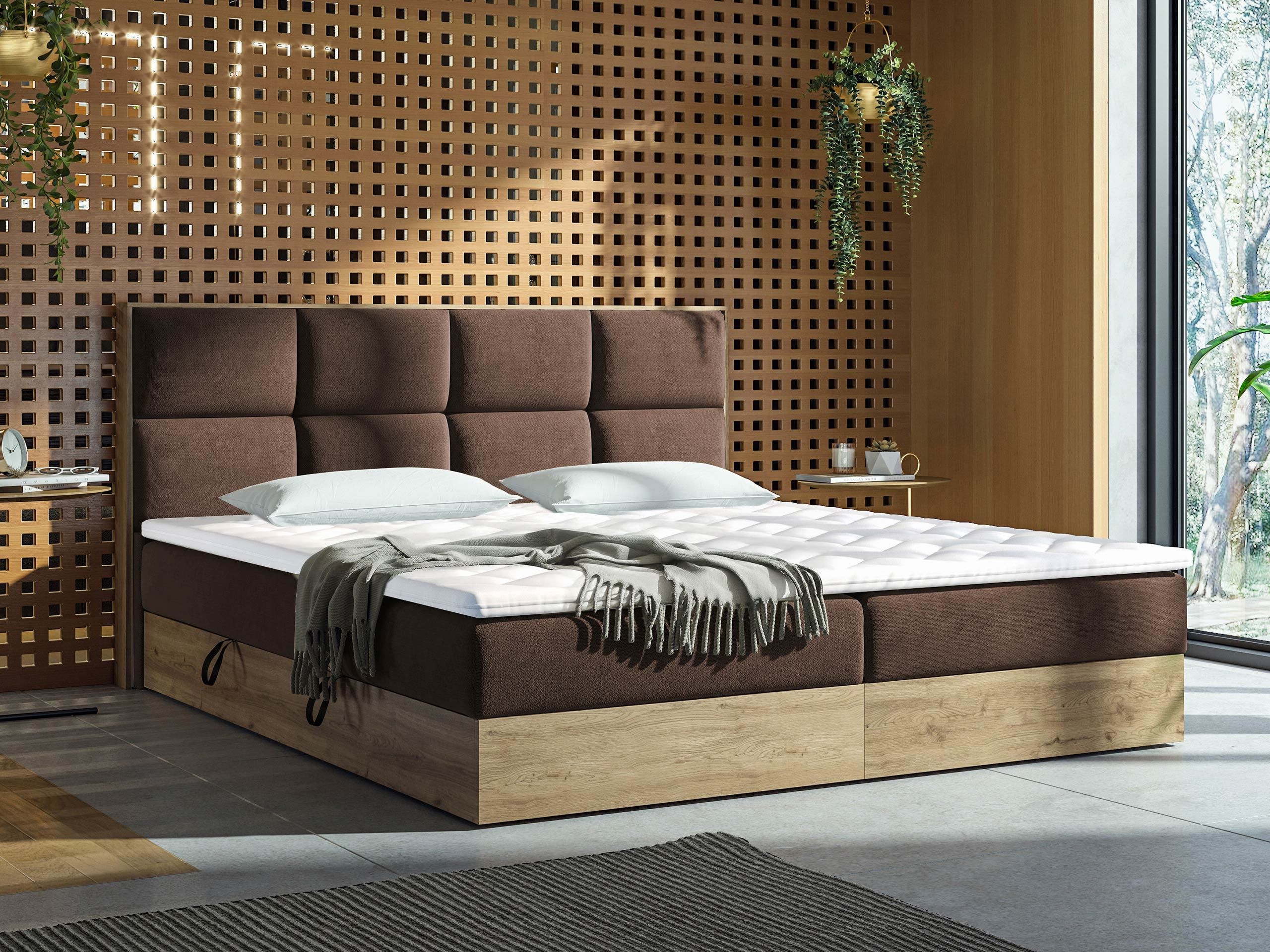 Boxspring krevet ComfiDream Miraena (Zlatni hrast + Soro 28)