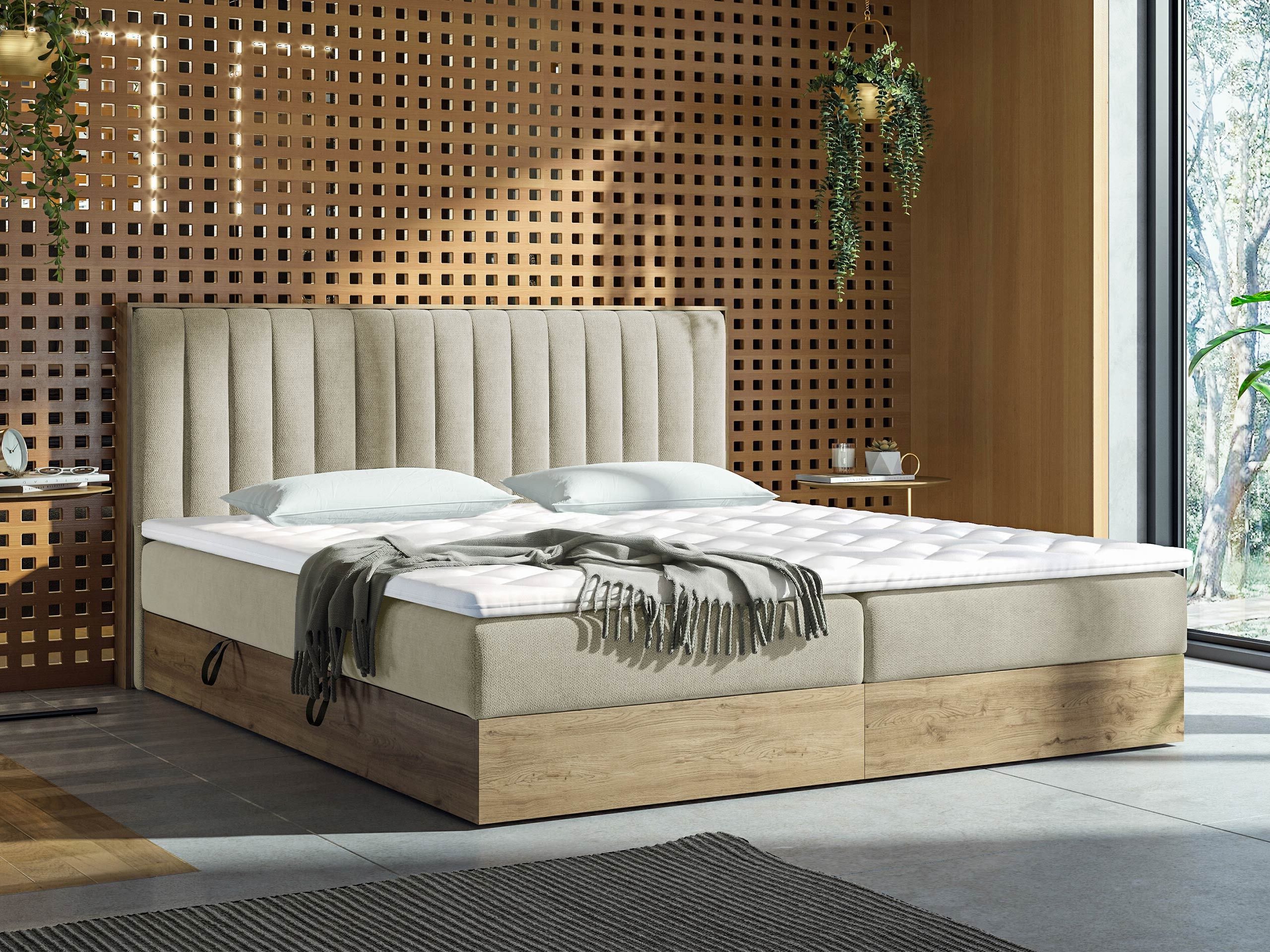Boxspring krevet ComfiDream Odelra (Zlatni hrast + Soro 21)