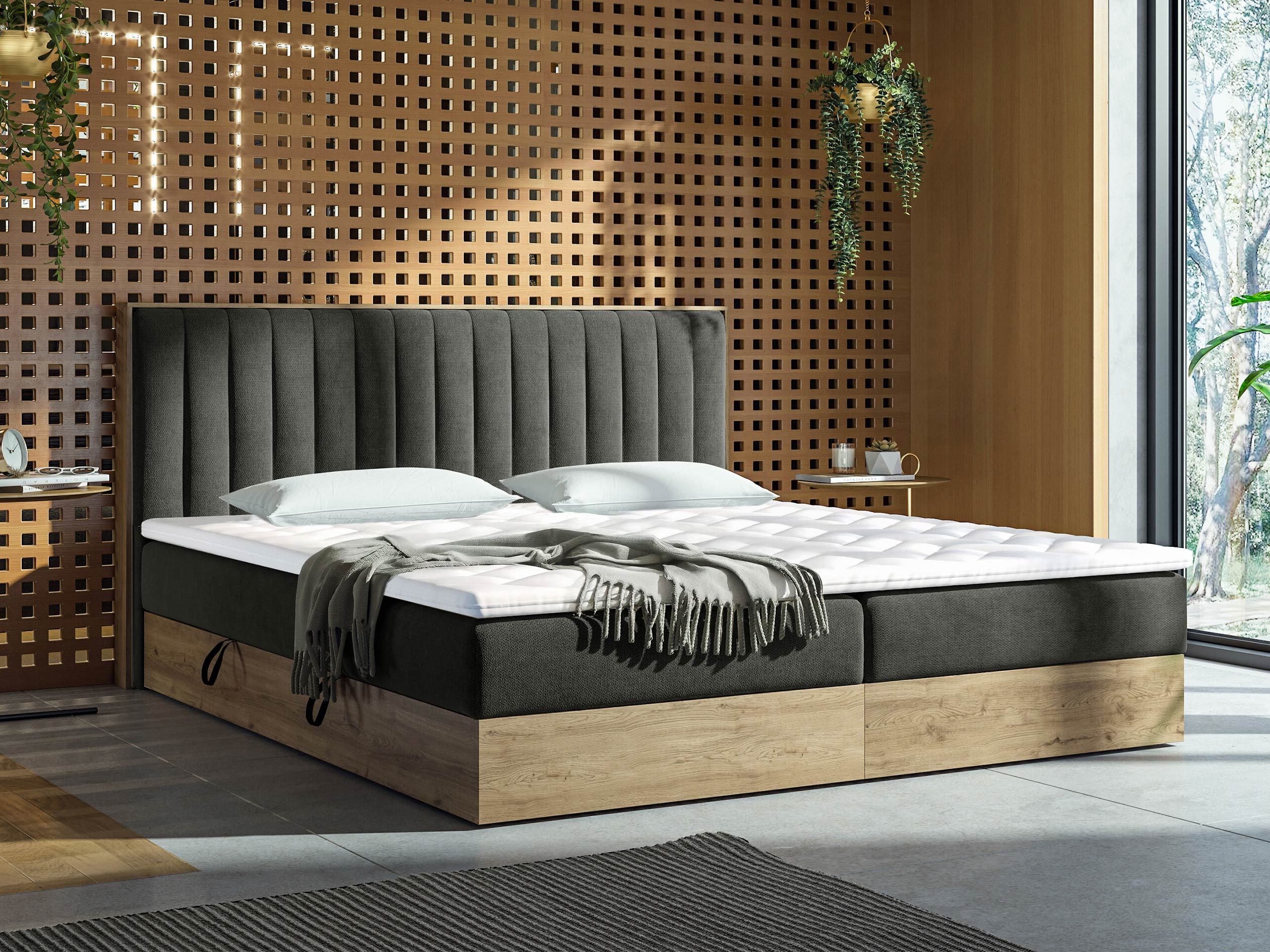 Boxspring krevet ComfiDream Odelra (Zlatni hrast + Soro 24)
