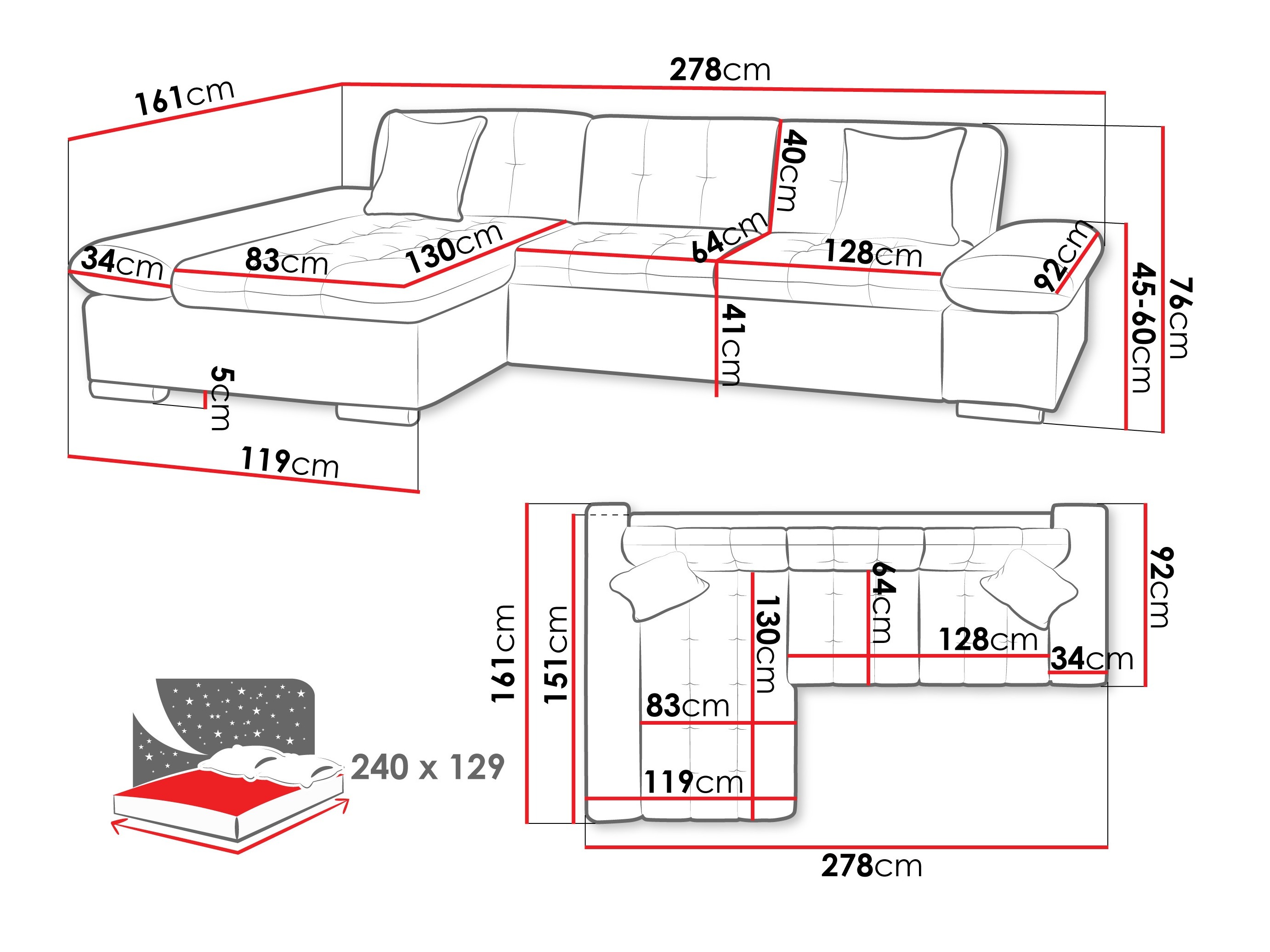 Ugaona garnitura Comfivo Sanitas I (Lumo 55)