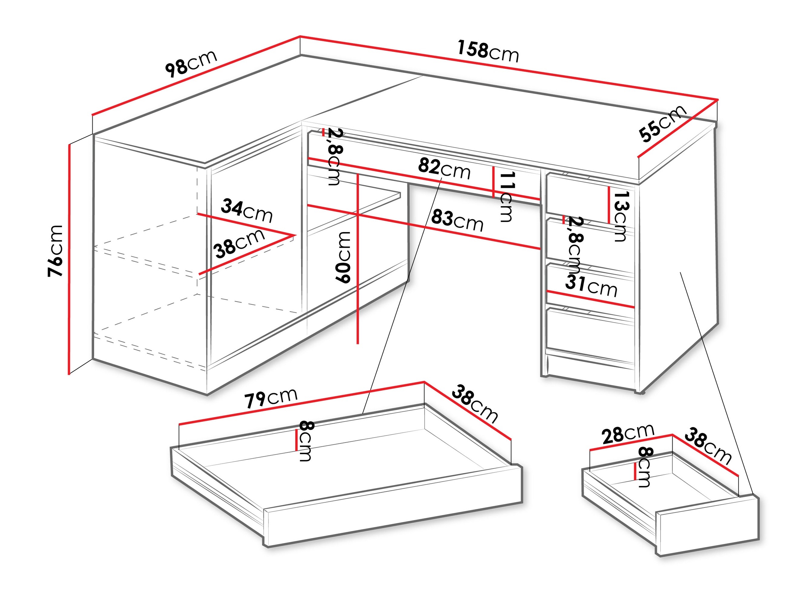 Ugaoni kancelarijski sto Comfivo 568 (Bež)