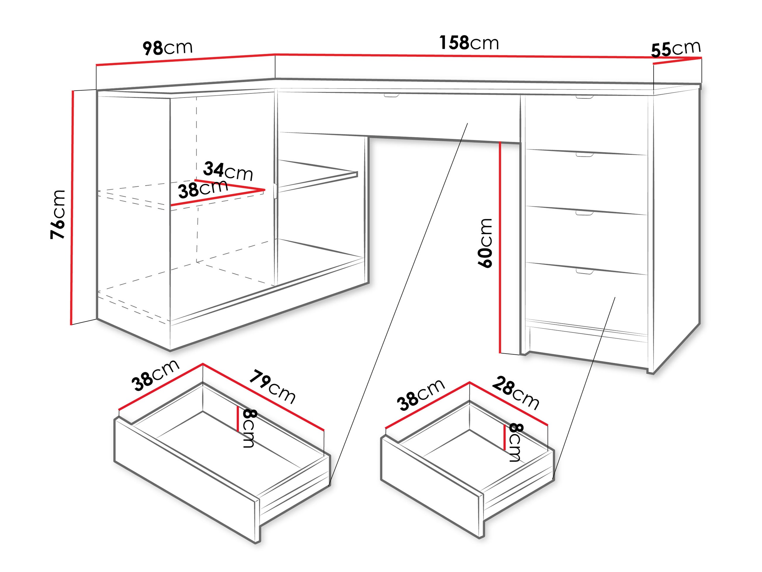 Ugaoni kancelarijski sto Comfivo Larmire 127 (Orah)