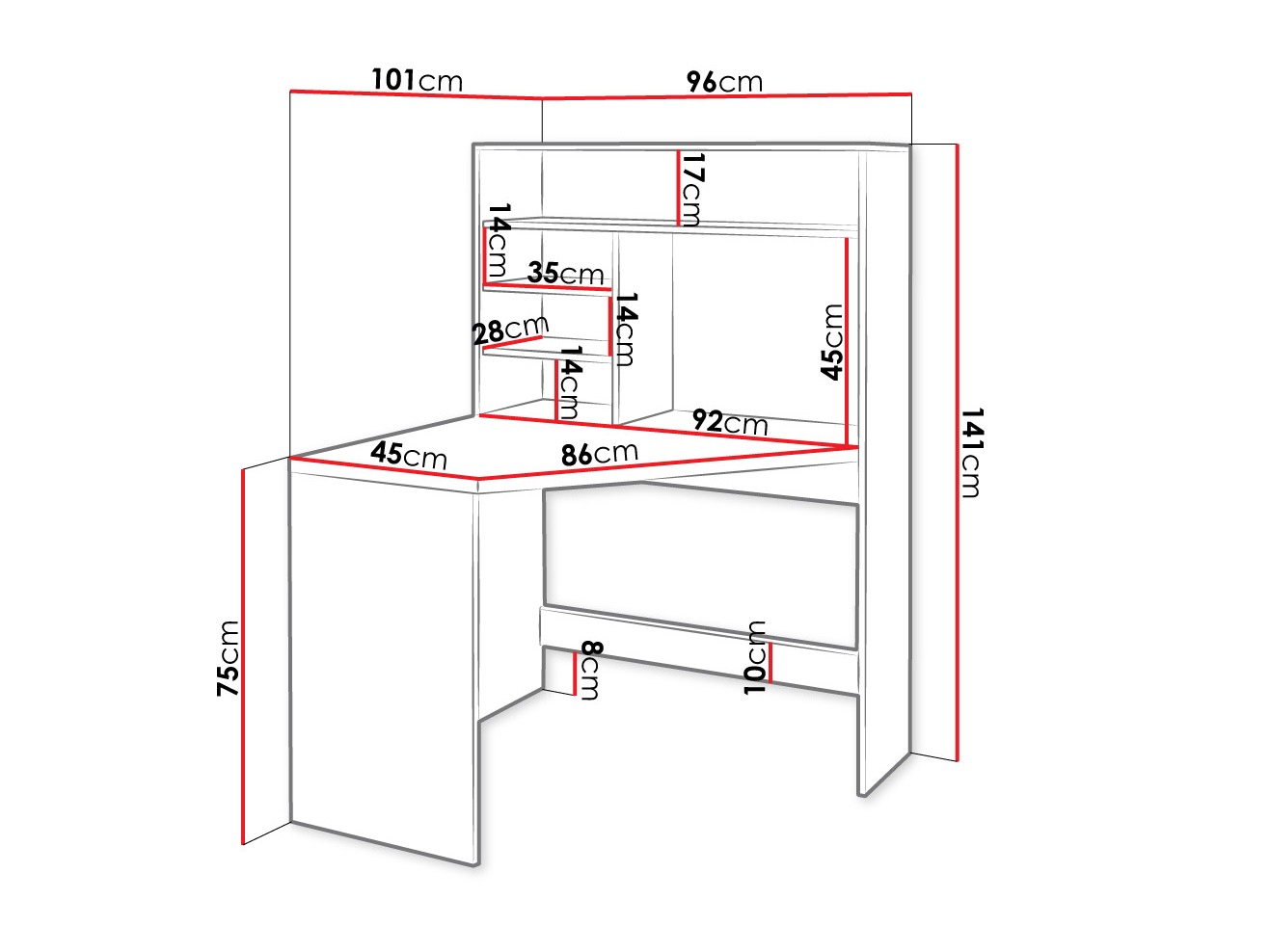 Ugaoni kancelarijski sto Claral (Kašmir)
