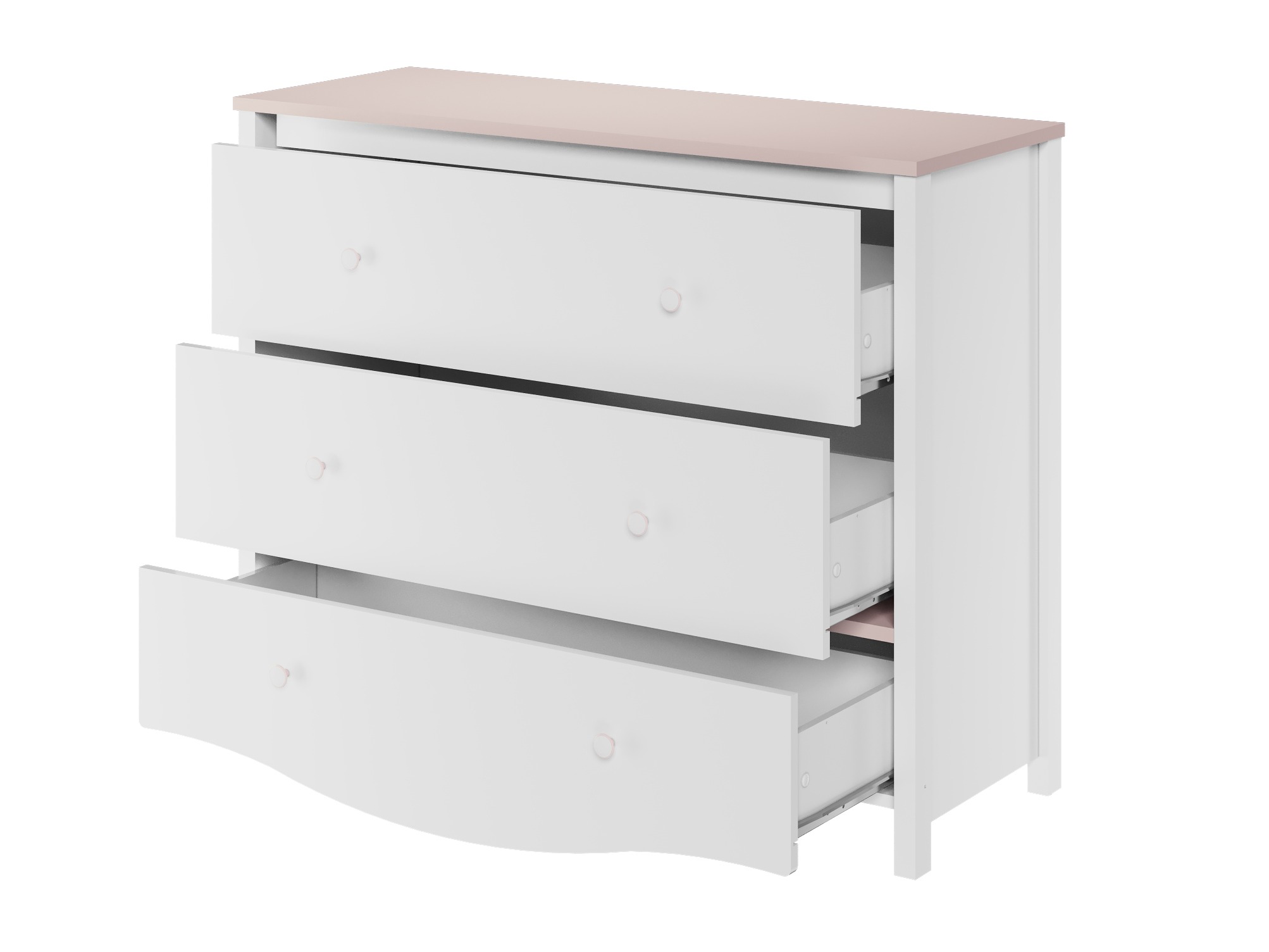 Komoda Velferi 125 (Belo + Ružičasta)