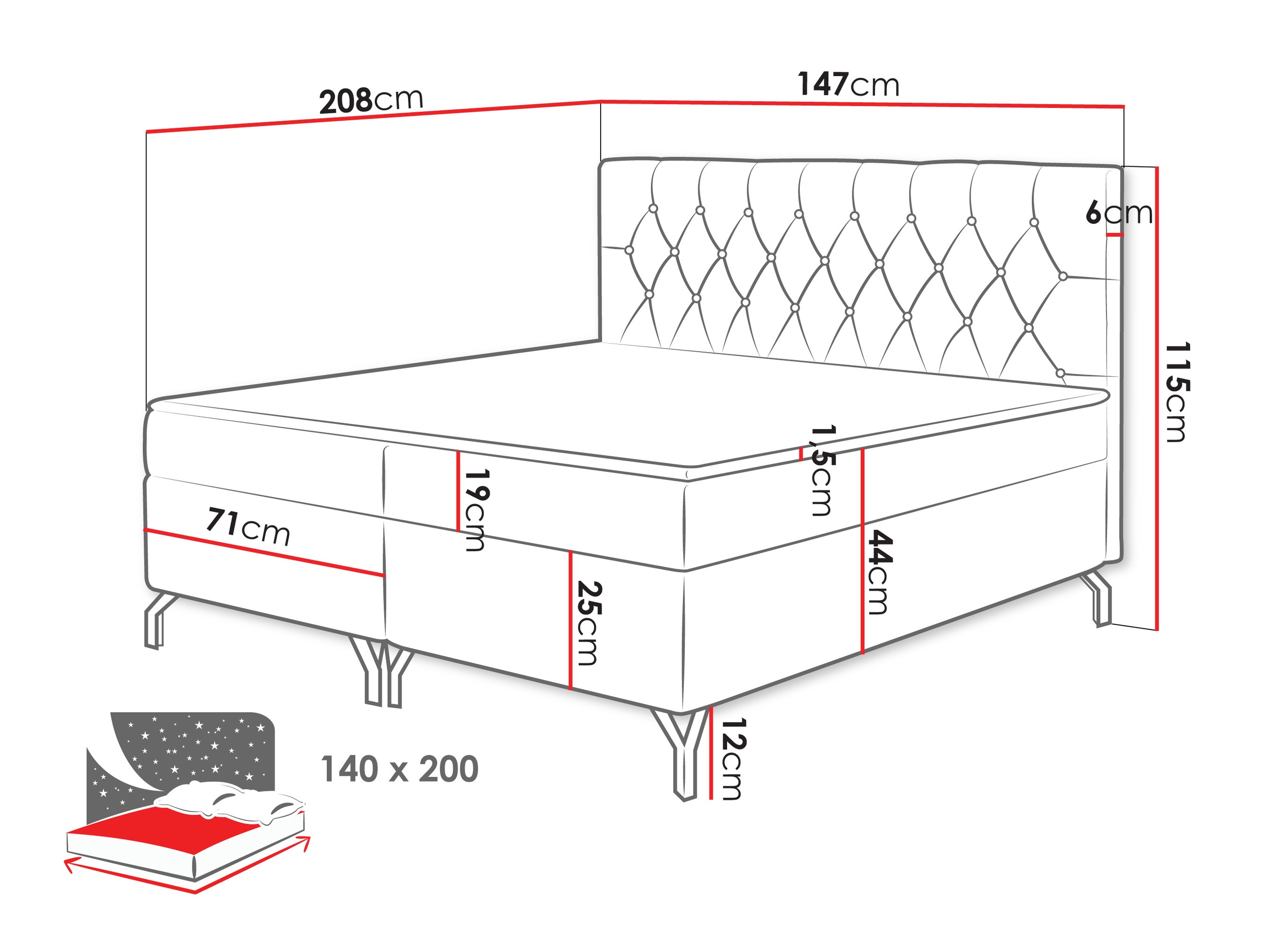 Boxspring krevet Focus (Fresh 11)