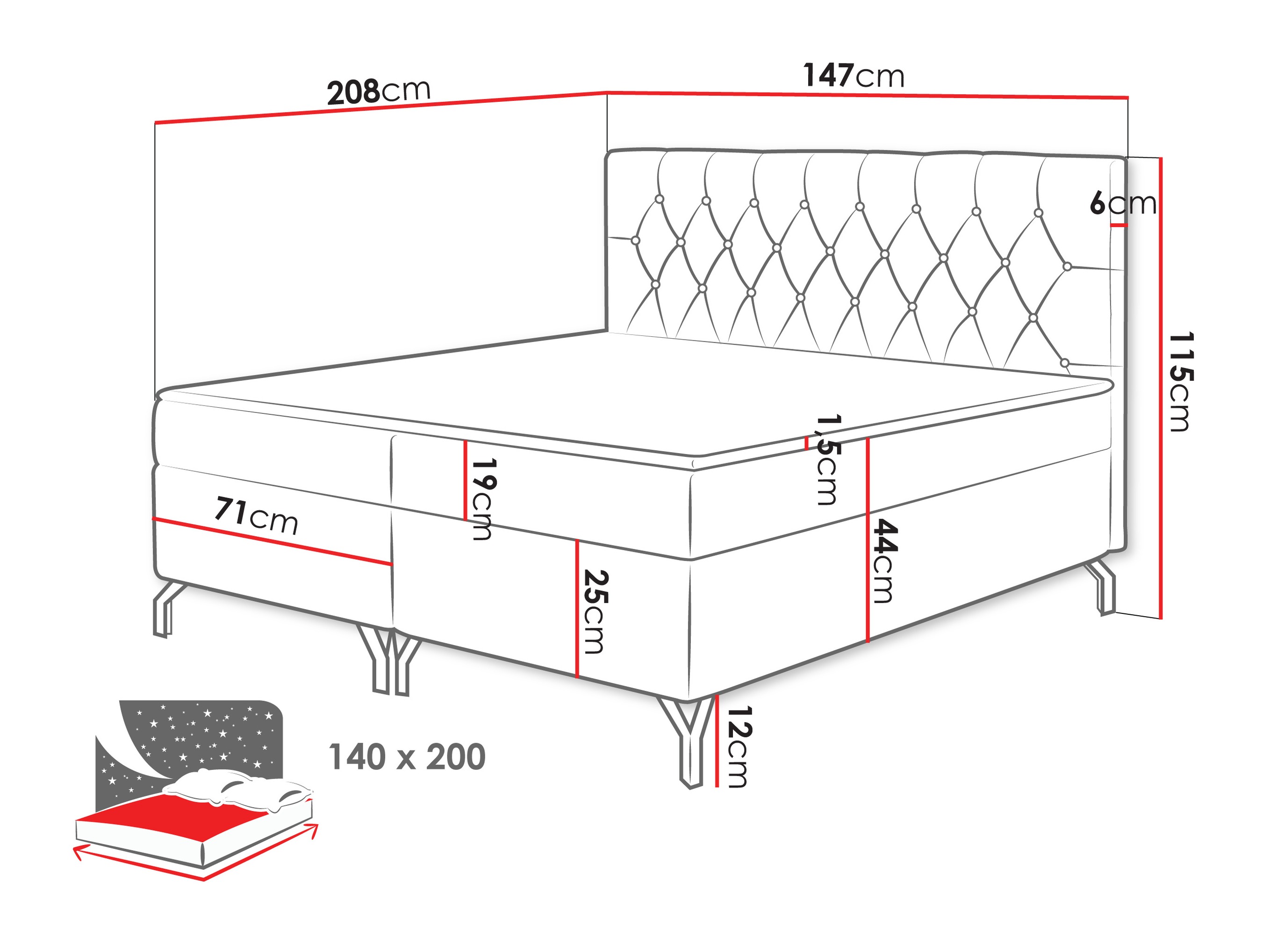 Boxspring krevet Focus (Fresh 38)