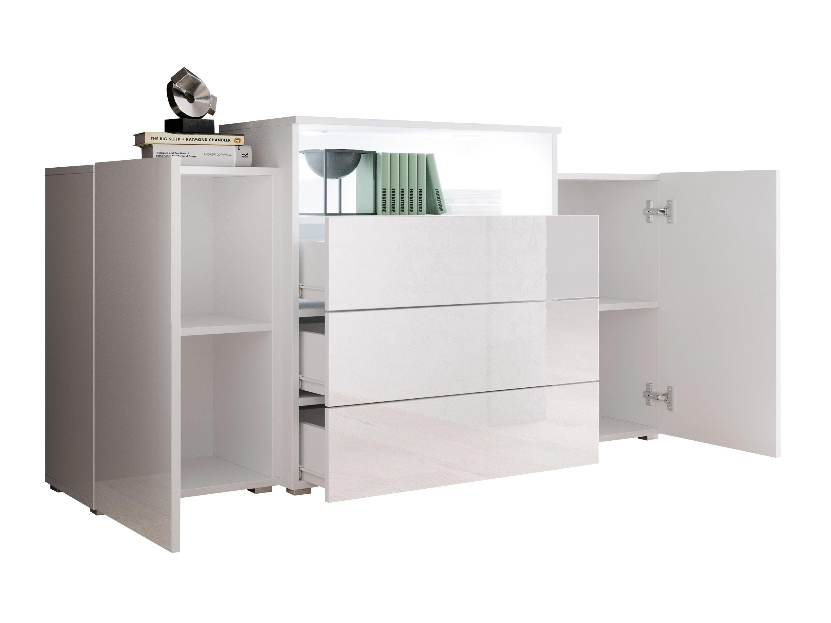 Komoda Sarasota 127 (Belo + Sjajno belo)