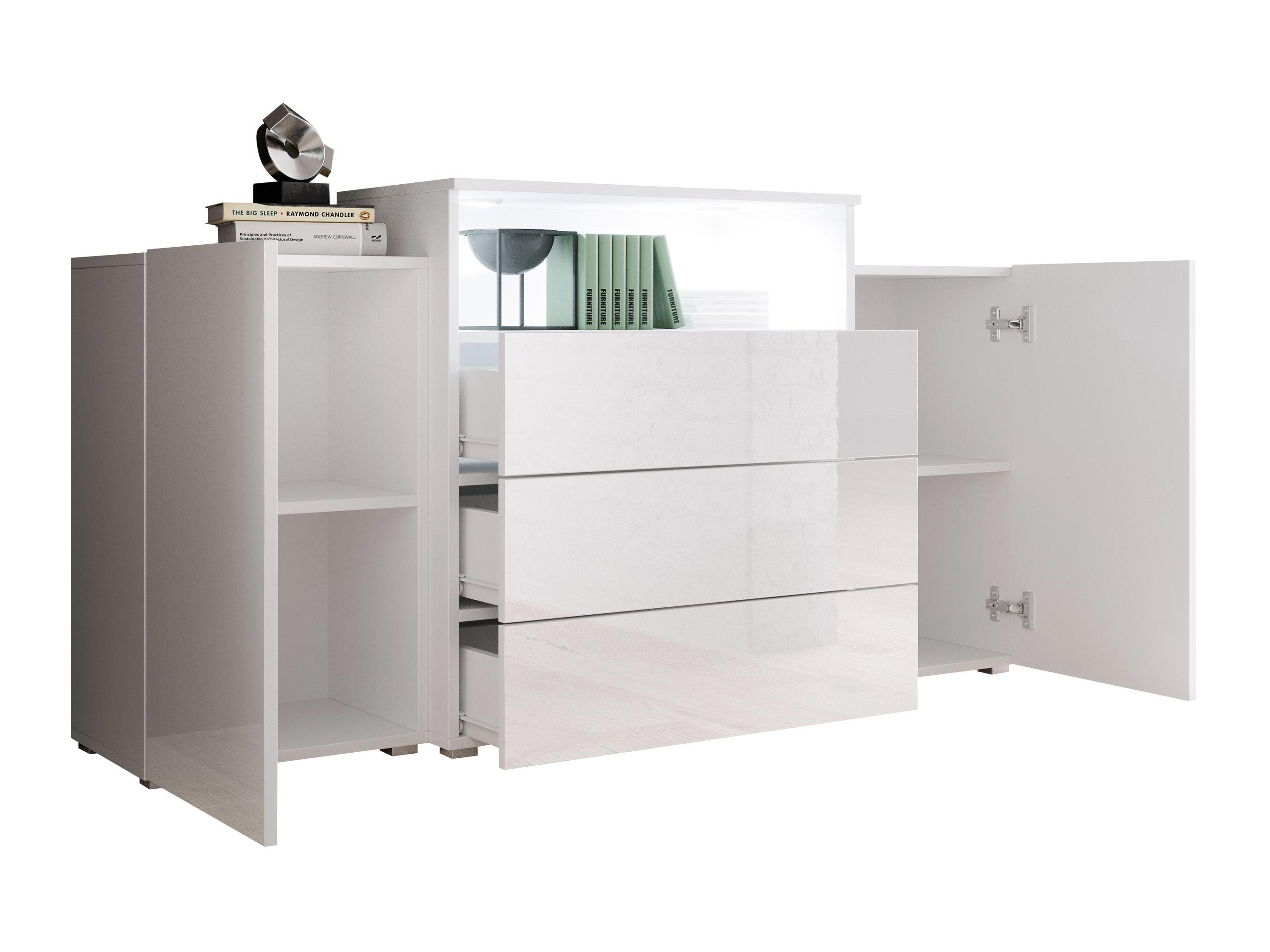 Komoda Sarasota 127 (Hrast Votan + Sjajno belo)