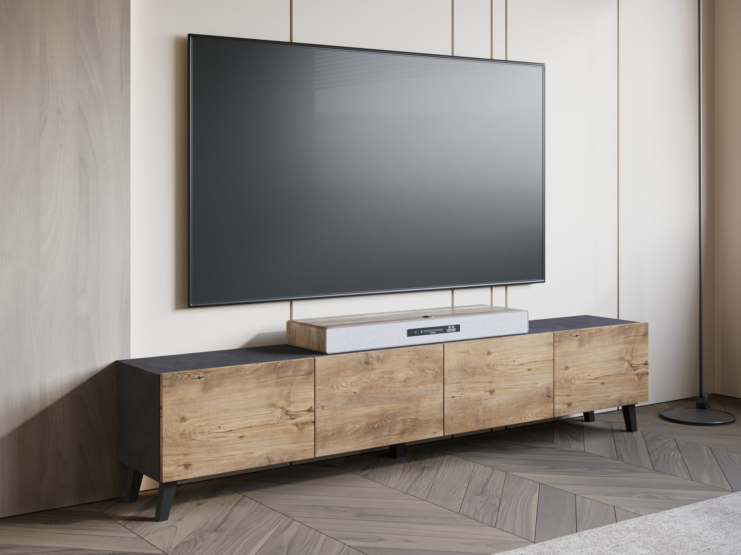 TV komoda Levtive 101 (Matera siva + Kesten)
