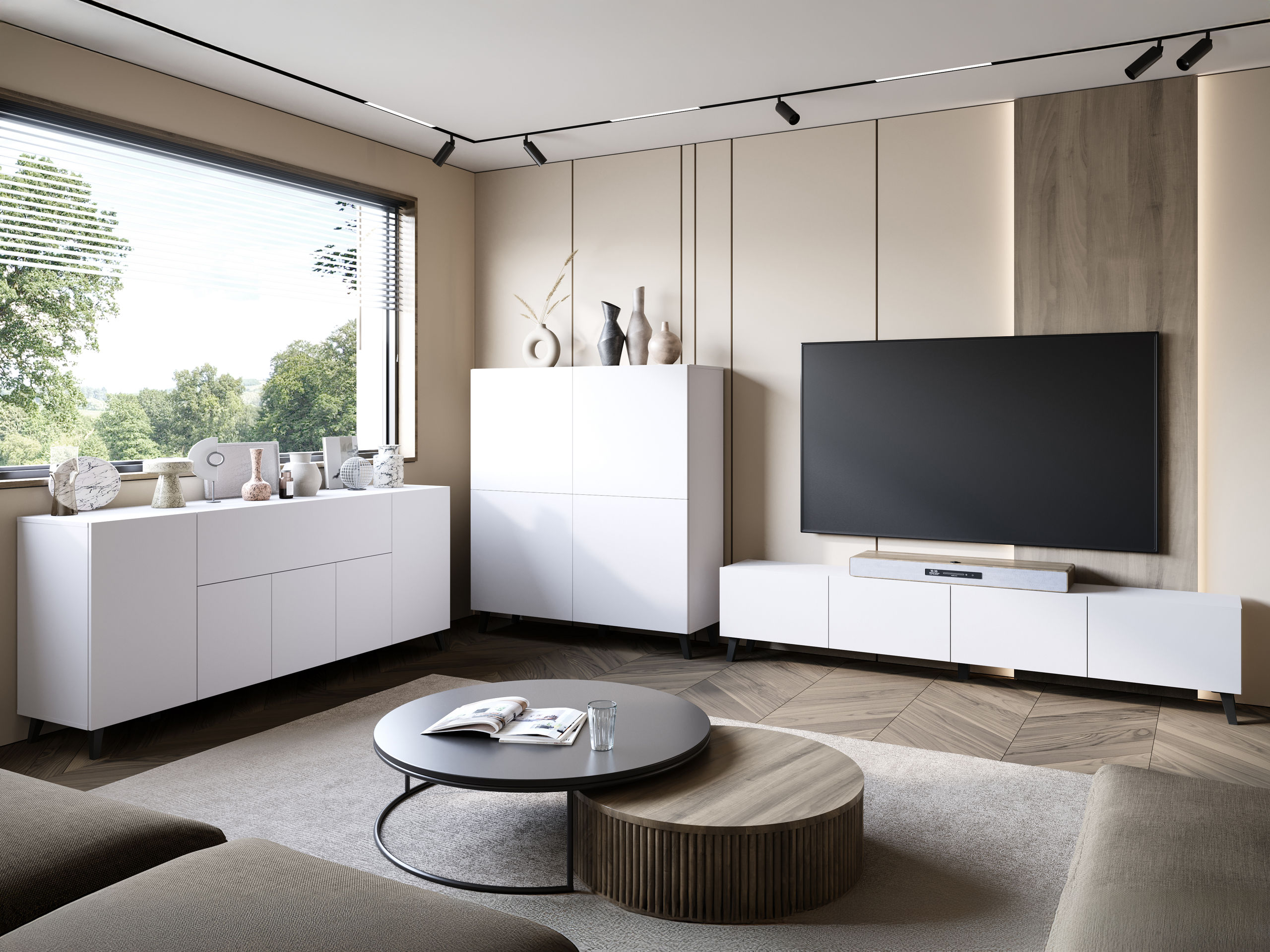 Set za dnevnu sobu Levtive 104 (Belo)