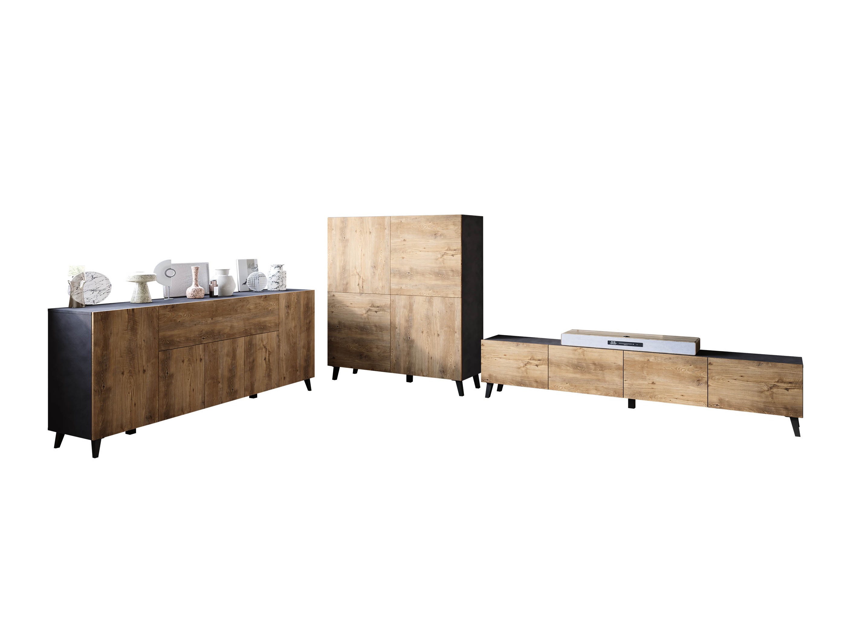 Set za dnevnu sobu Levtive 104 (Matera siva + Kesten)