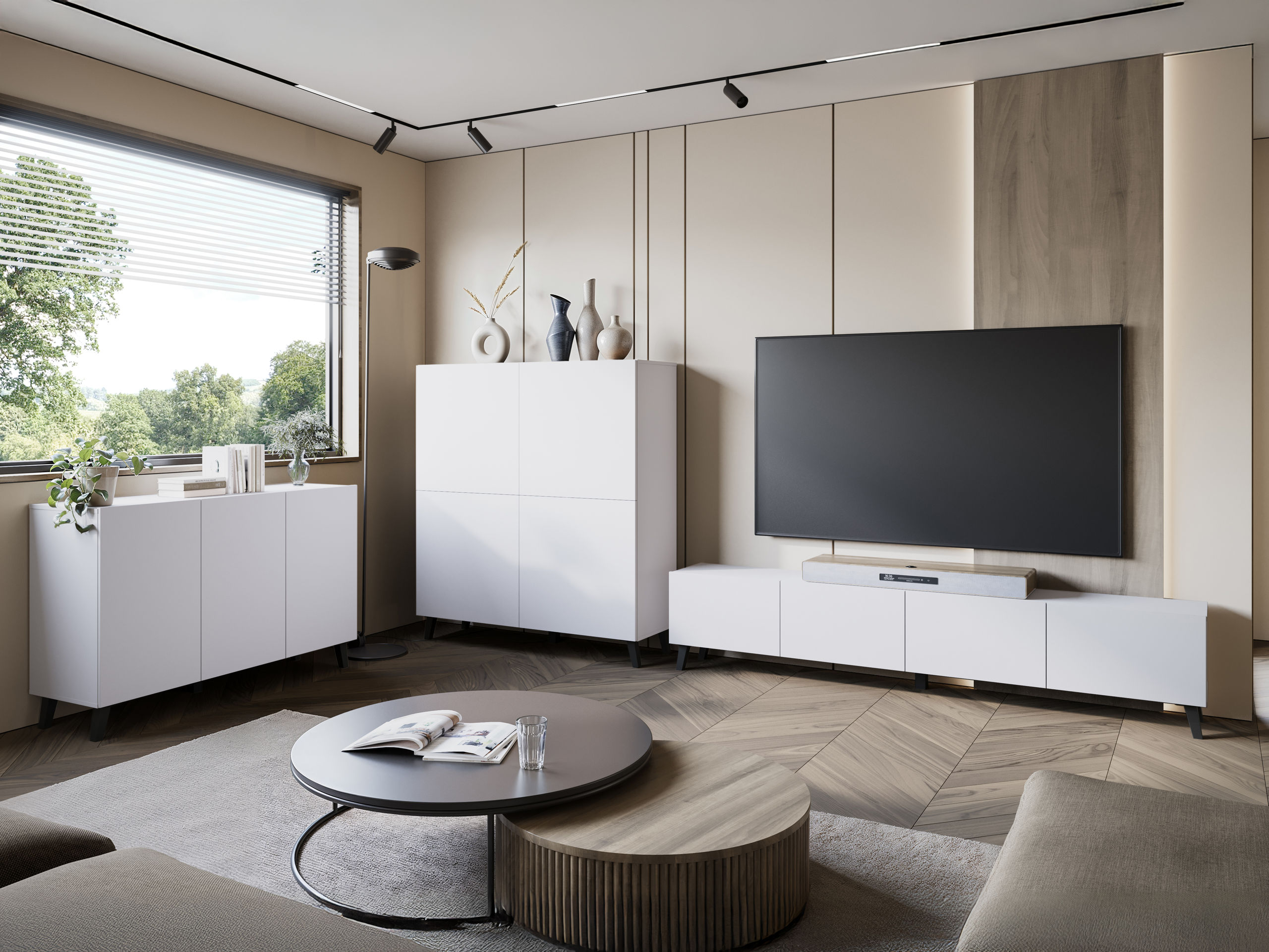Set za dnevnu sobu Levtive 105 (Belo)