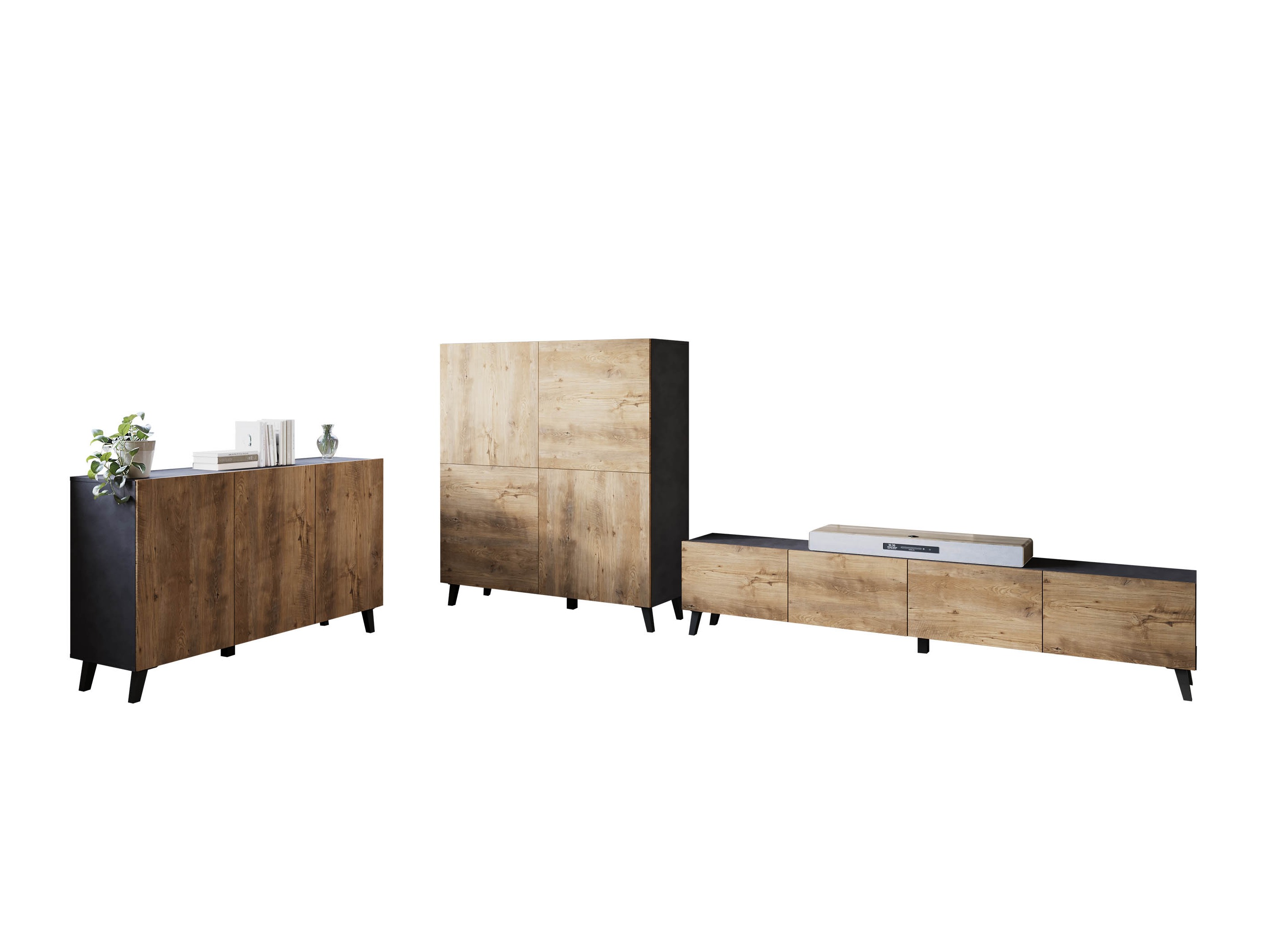 Set za dnevnu sobu Levtive 105 (Matera siva + Kesten)