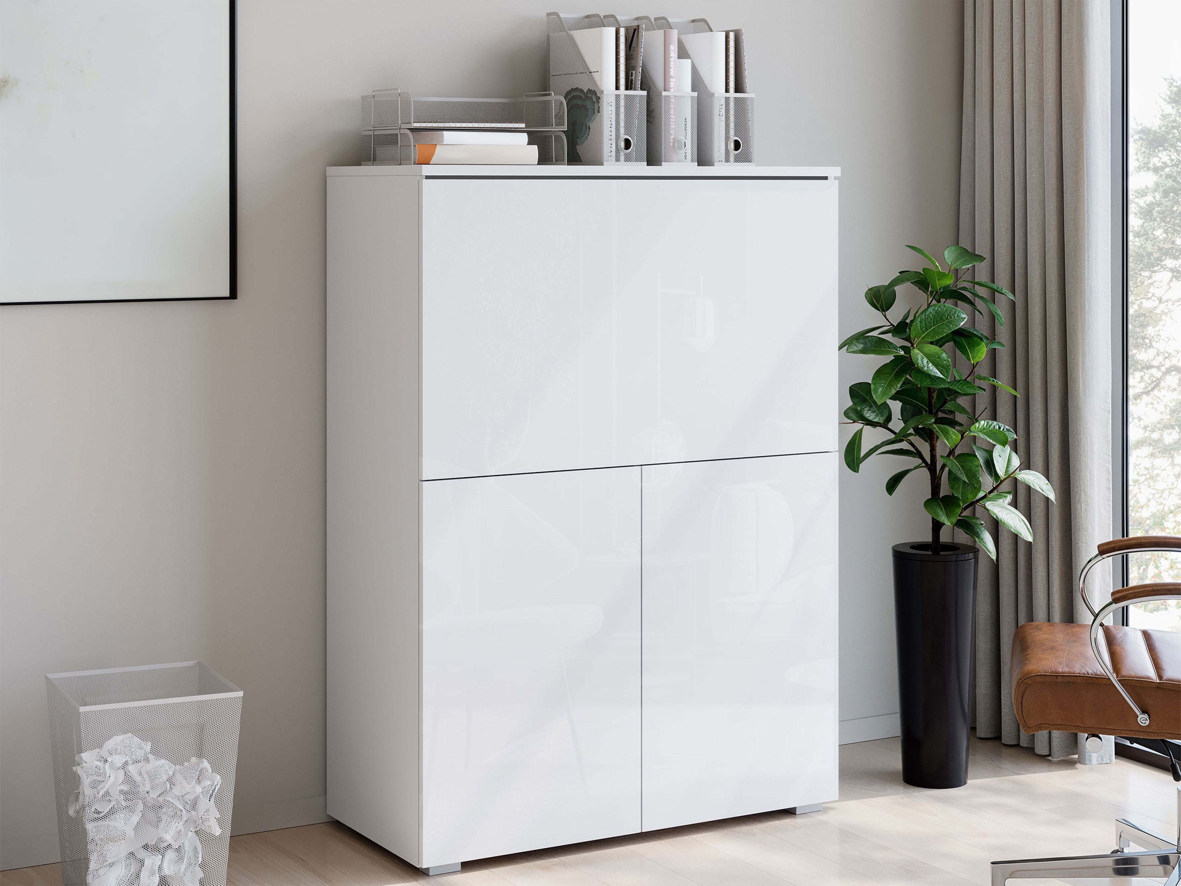 Ormarić Mirfivo 107 (Belo + Sjajno belo)