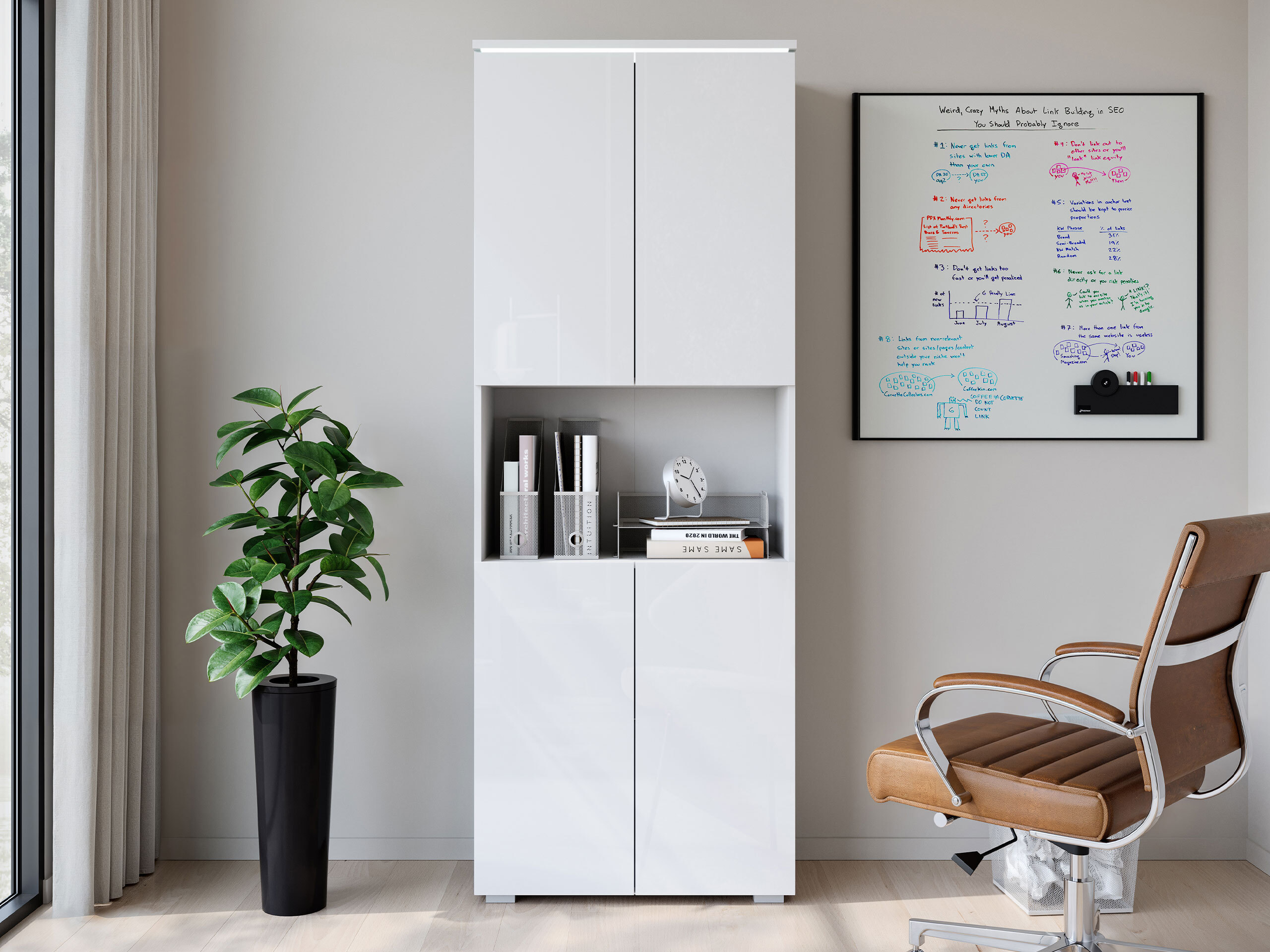Polica Mirfivo 106 (Belo + Sjajno belo)
