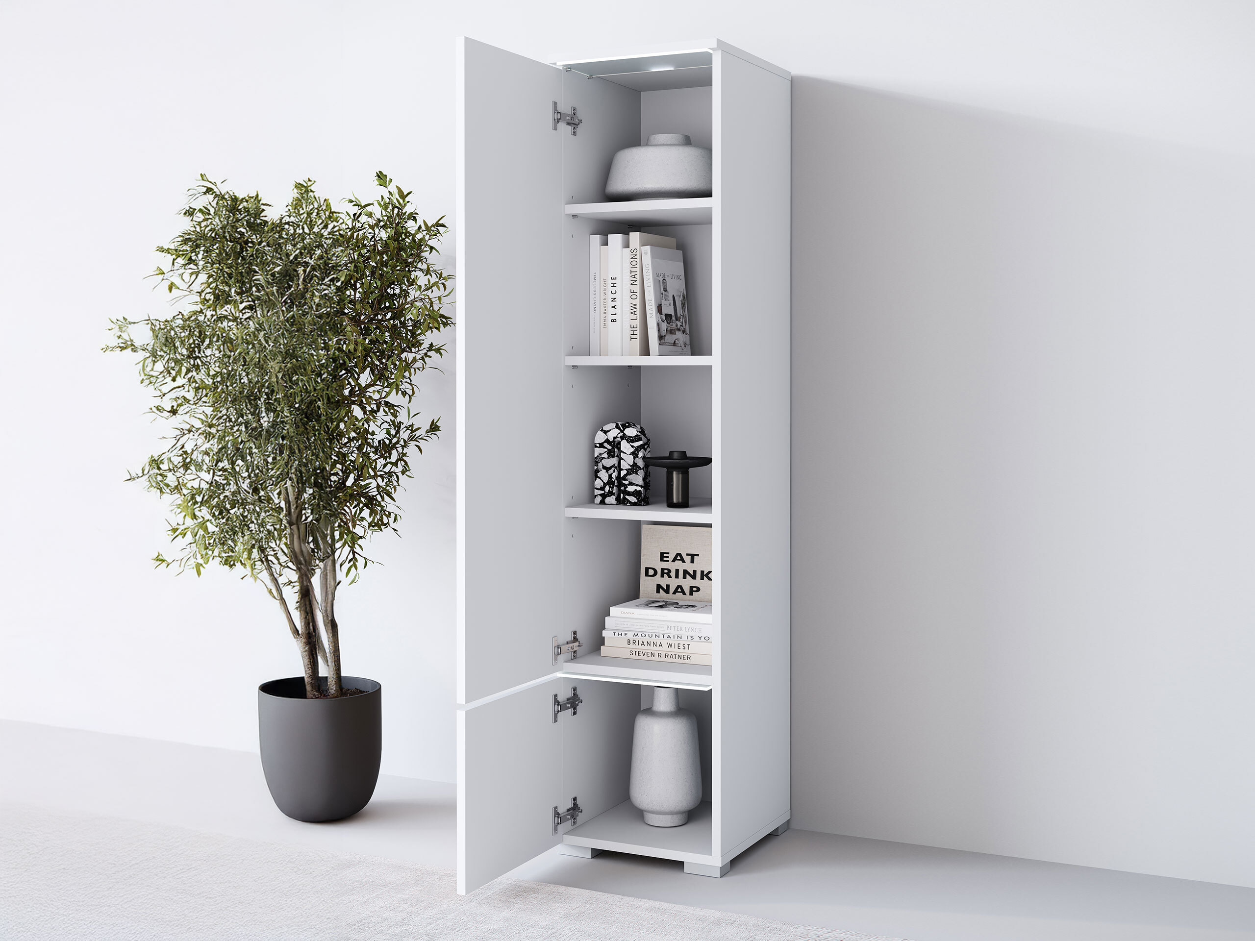 Polica Mirfivo 108 (Belo + Sjajno belo)