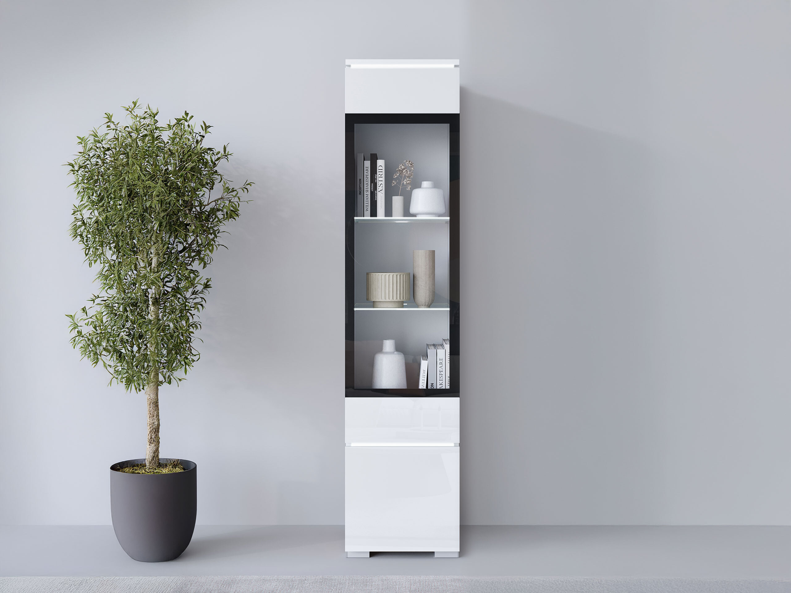 Polica Mirfivo 109 (Belo + Sjajno belo)