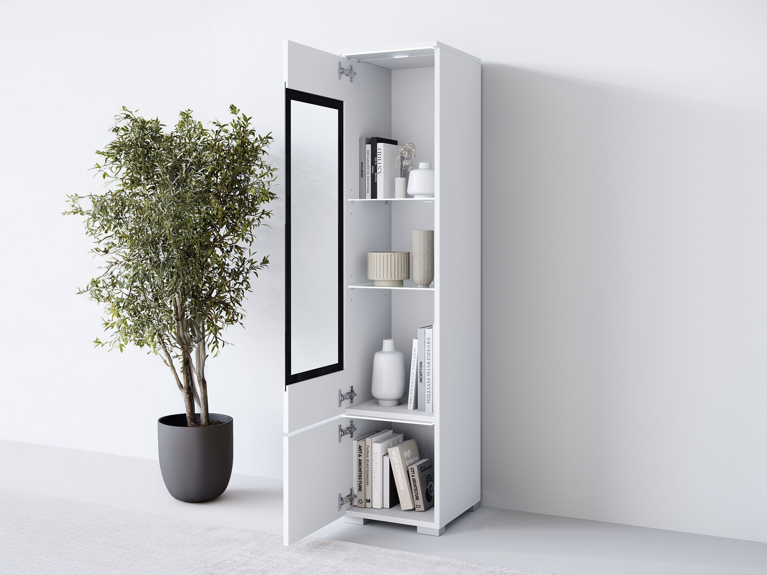 Polica Mirfivo 109 (Belo + Sjajno belo)