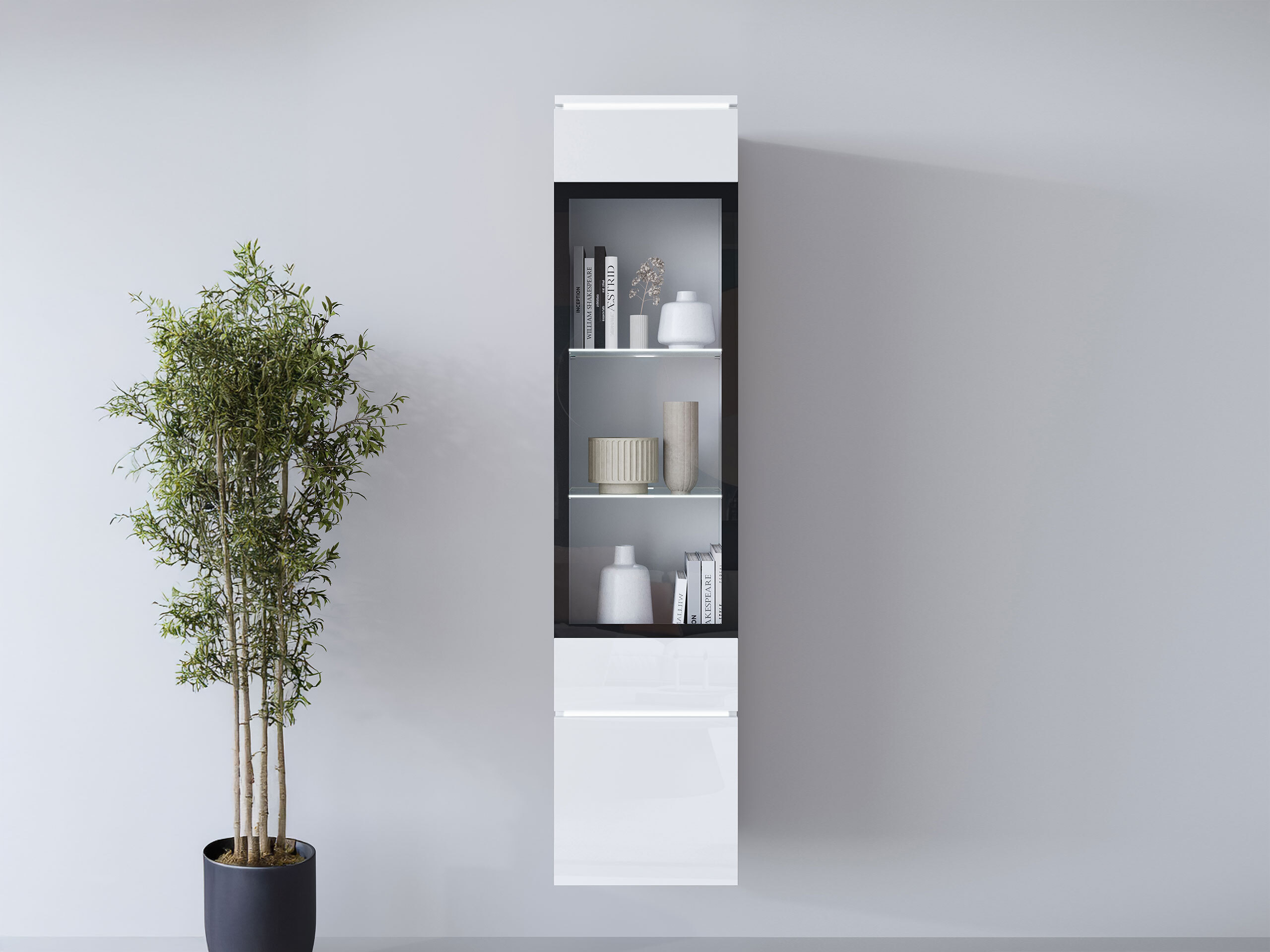 Polica Mirfivo 109 (Belo + Sjajno belo)
